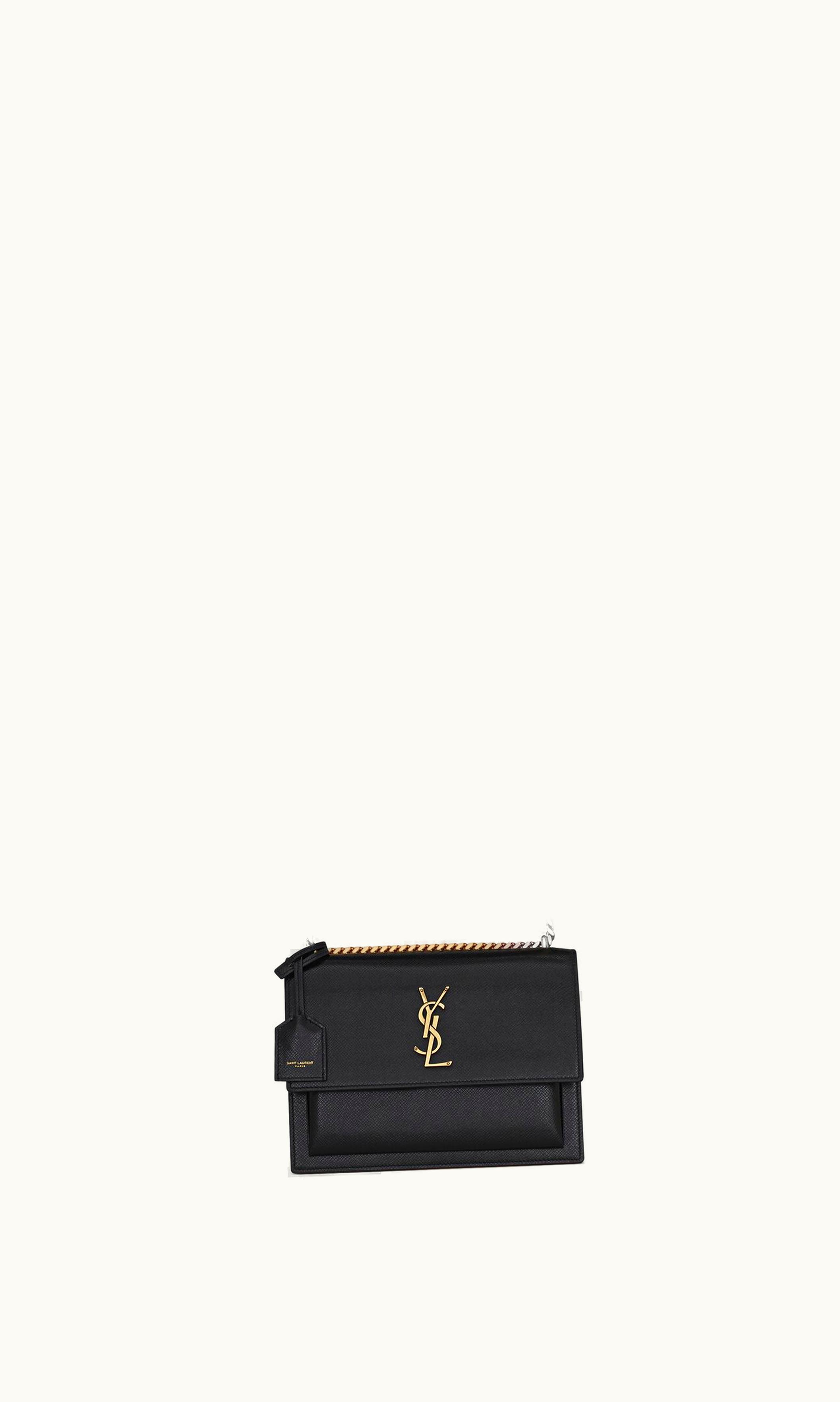 Saint Laurent Saint Laurent Sunset Medium In Coated-Bark Leather Noir