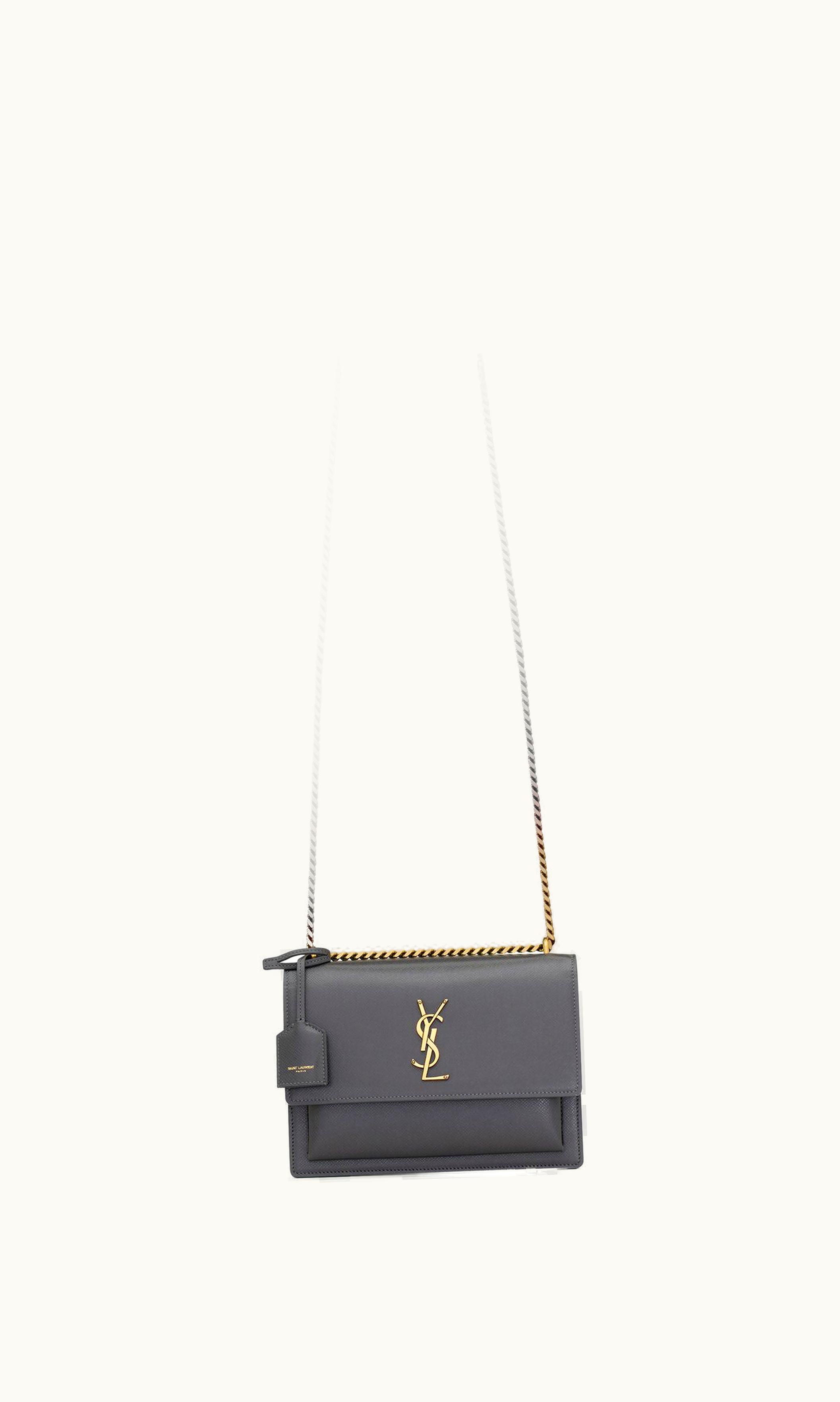 Saint Laurent Saint Laurent Sunset Medium In Coated-Bark Leather Storm