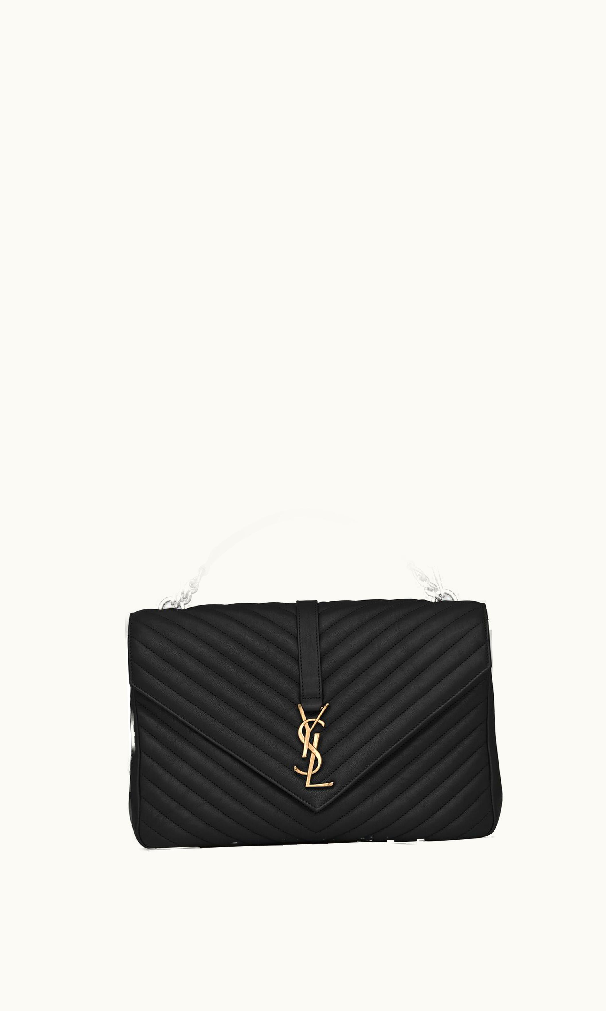 Saint Laurent Saint Laurent College Large In Quilted Leather Black
