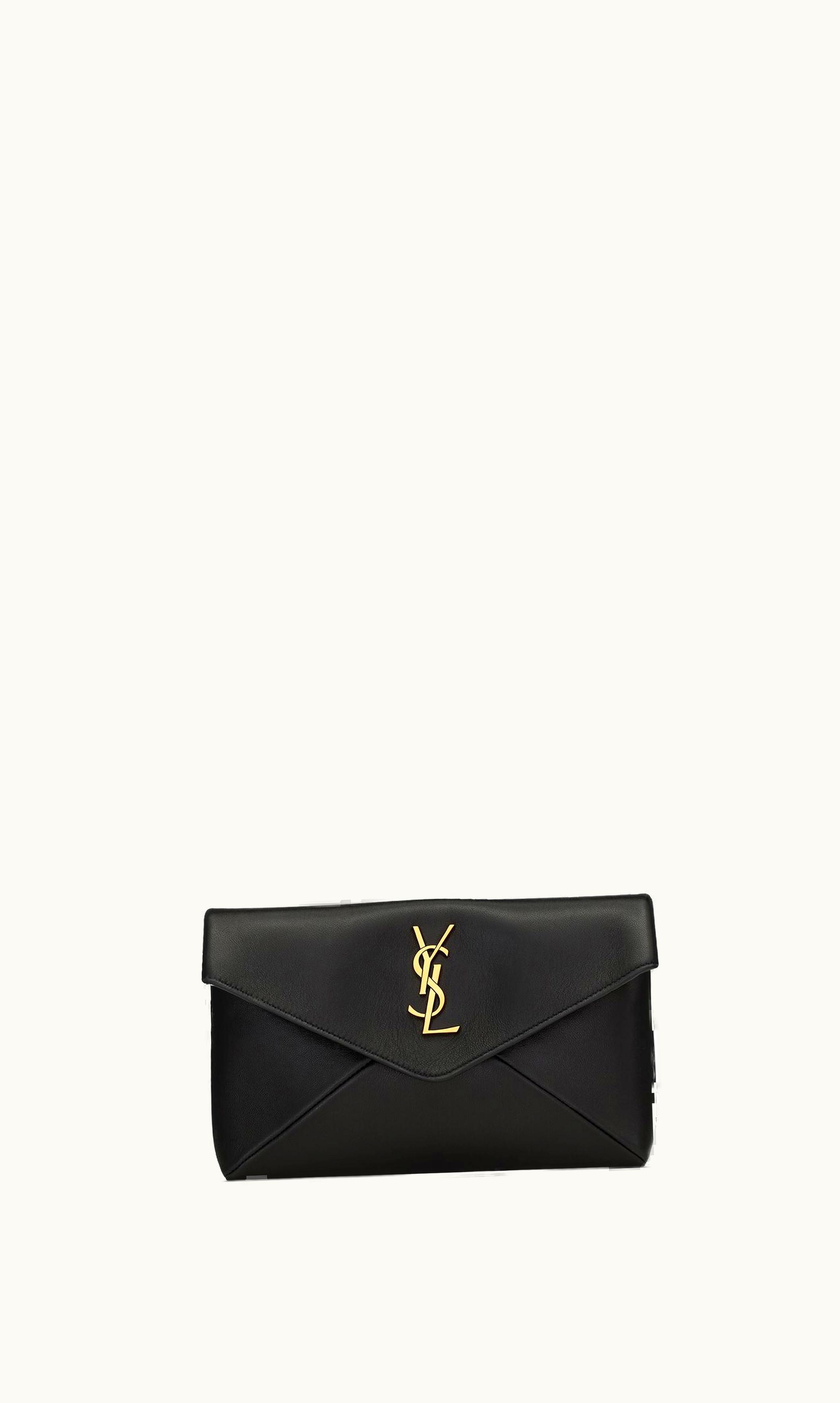 Saint Laurent Saint Laurent Cassandre Small Envelope Pouch In Lambskin Black
