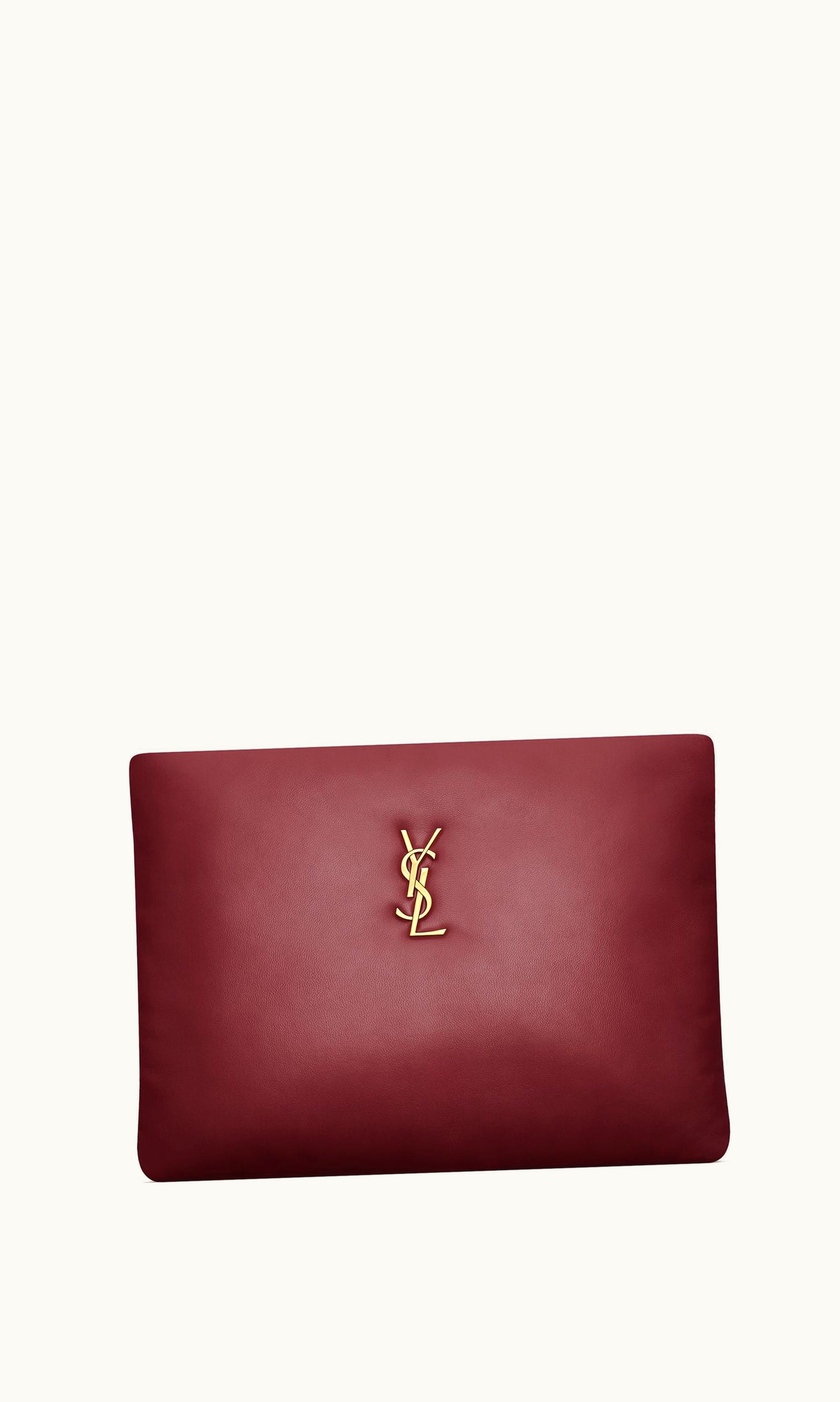 Saint Laurent Saint Laurent Calypso Large Pouch In Lambskin Rouge Merlot