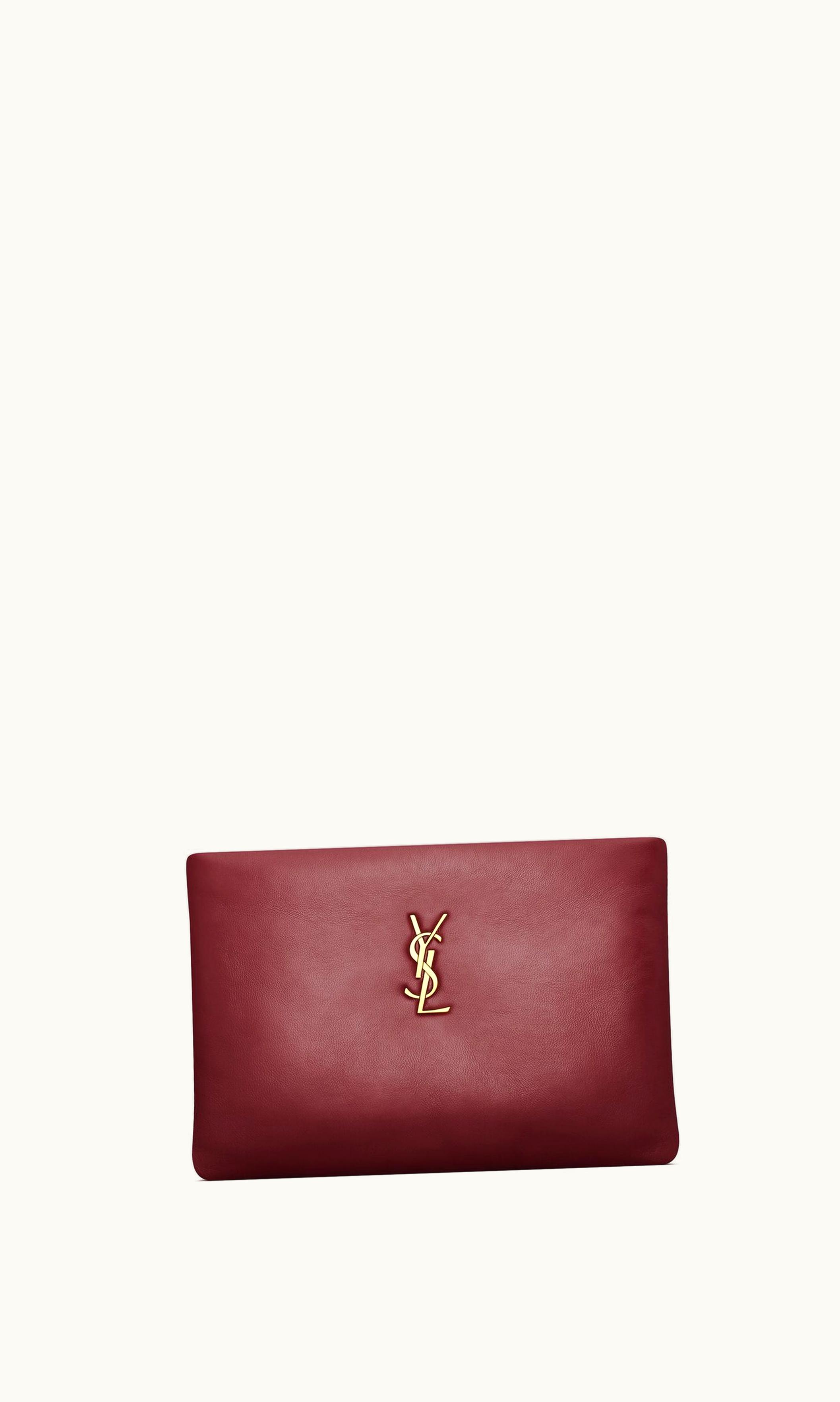Saint Laurent Saint Laurent Calypso Small Pouch In Lambskin Rouge Merlot