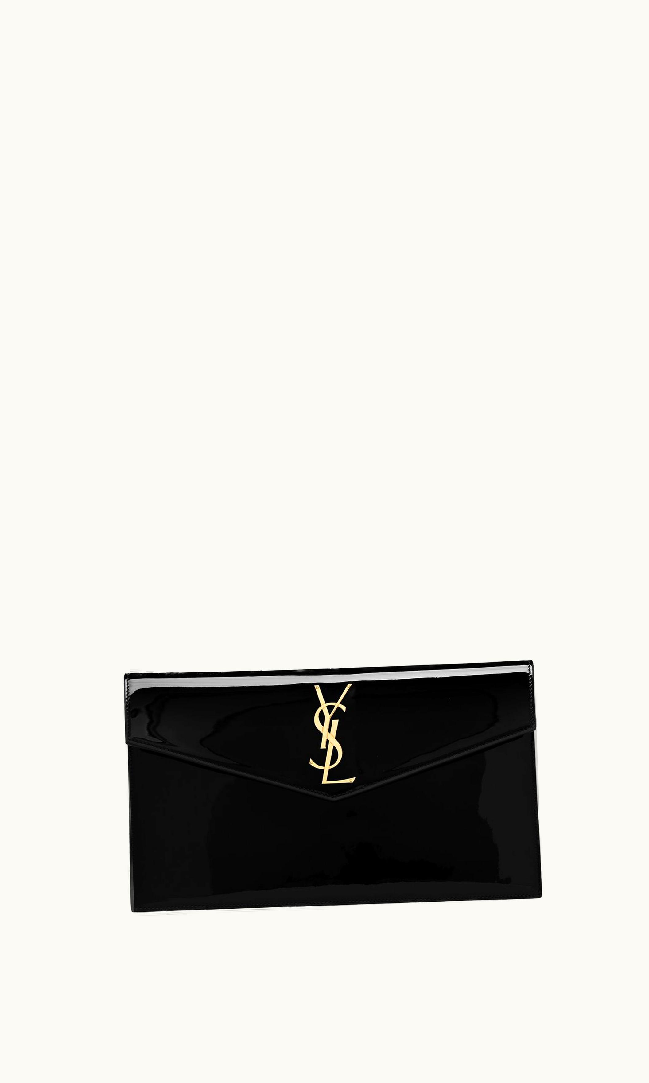 Saint Laurent Saint Laurent Uptown Pouch In Patent Leather Black