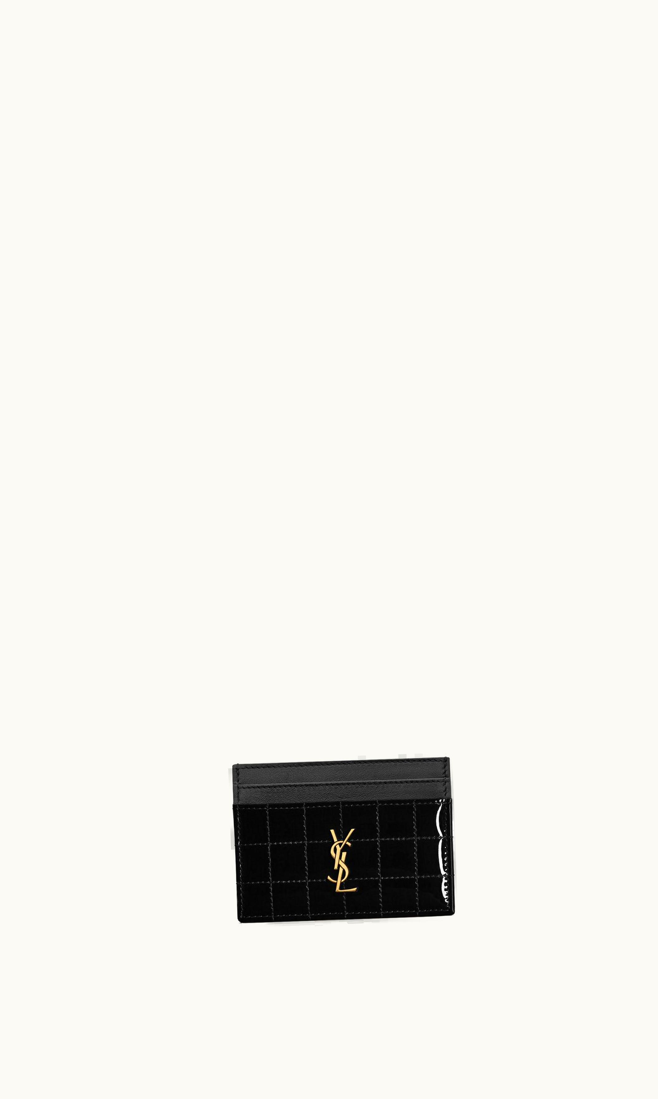 Saint Laurent Saint Laurent Cassandre Matelassé Carré Card Case In Patent Leather Black