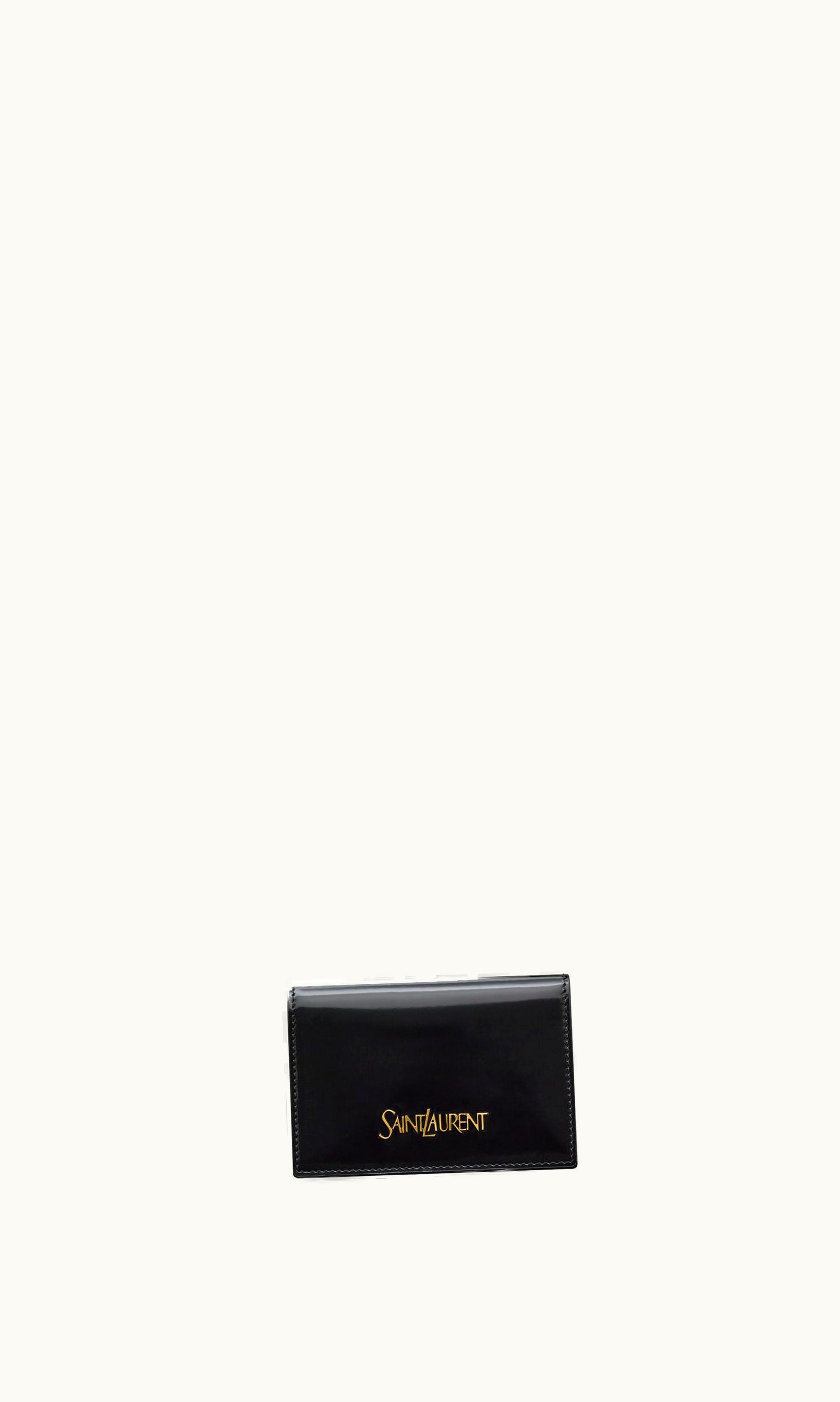 Saint Laurent Saint Laurent Business Card Case In Brushed Leather Black