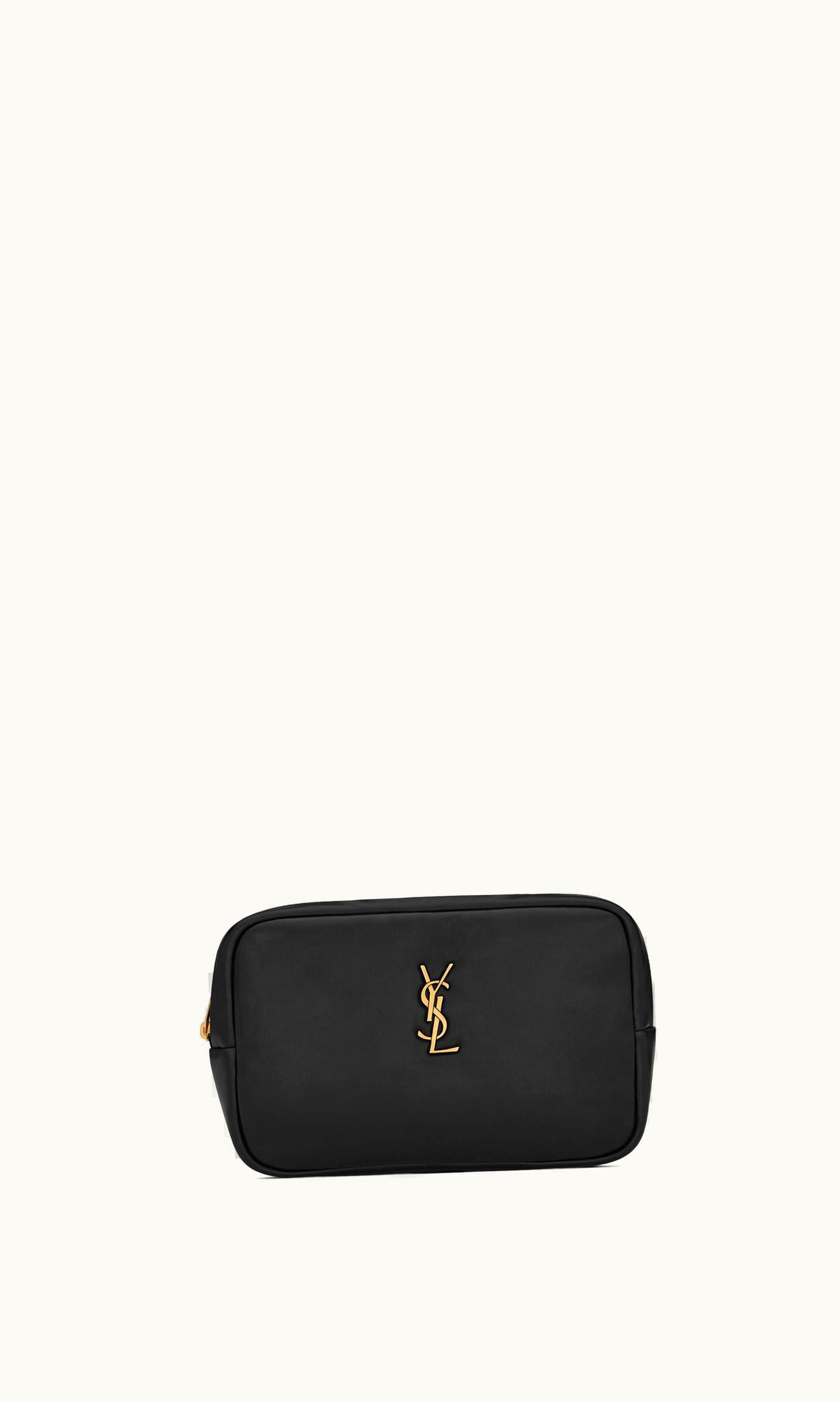 Saint Laurent Saint Laurent Calypso Cosmetic Pouch In Lambskin Black