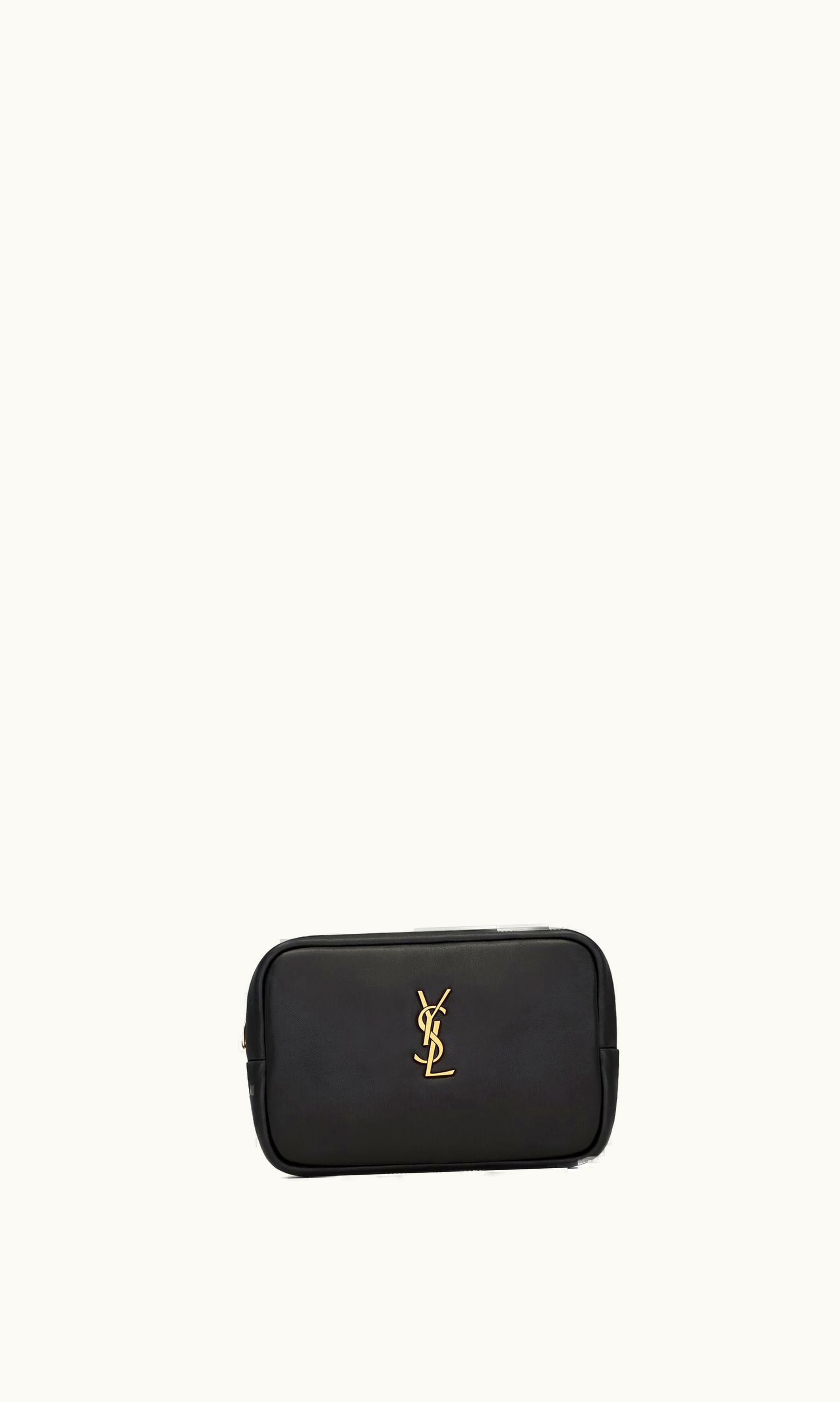 Saint Laurent Saint Laurent Calypso Mini Cosmetic Pouch In Lambskin Black