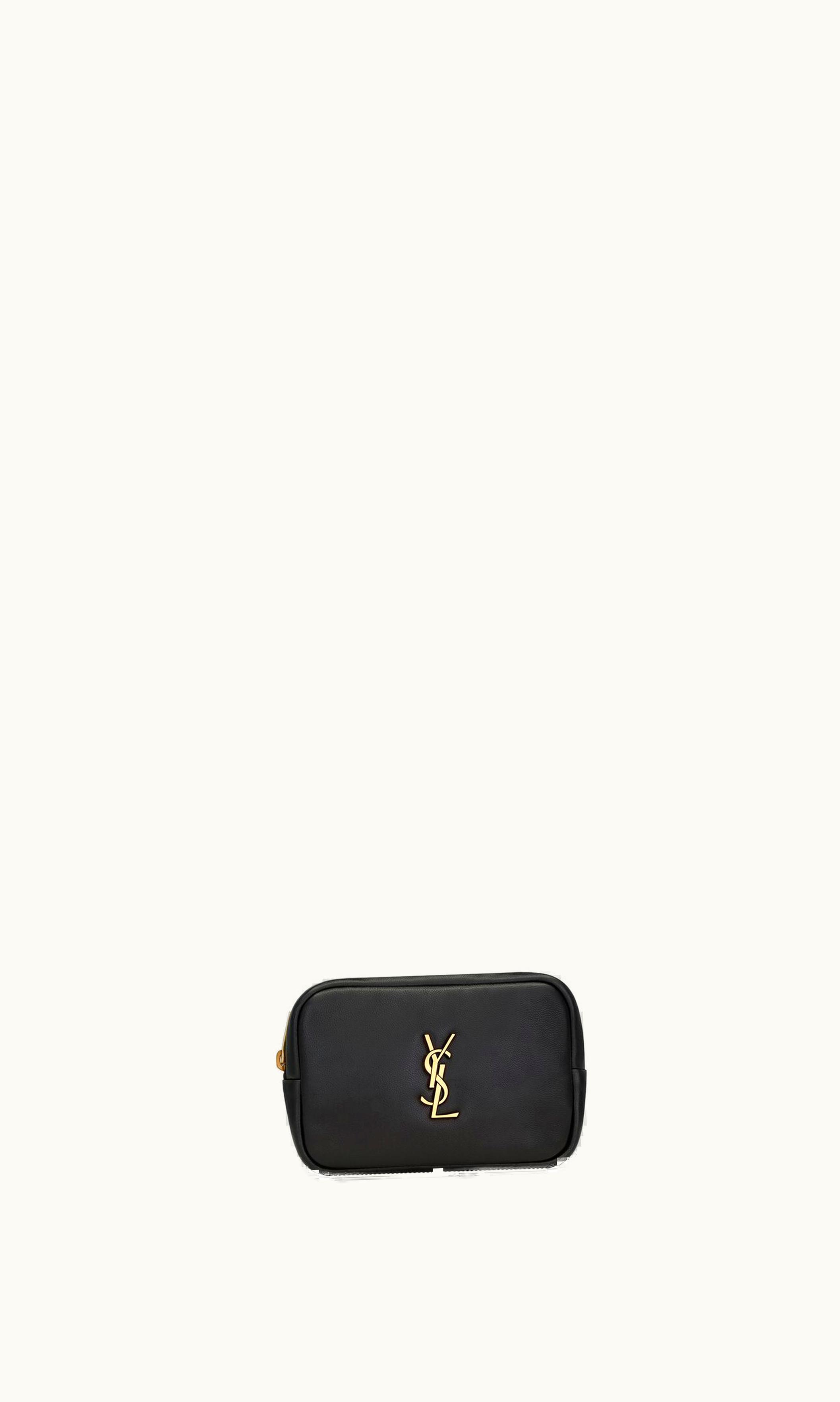 Saint Laurent Saint Laurent Calypso Baby Cosmetic Pouch In Lambskin Black
