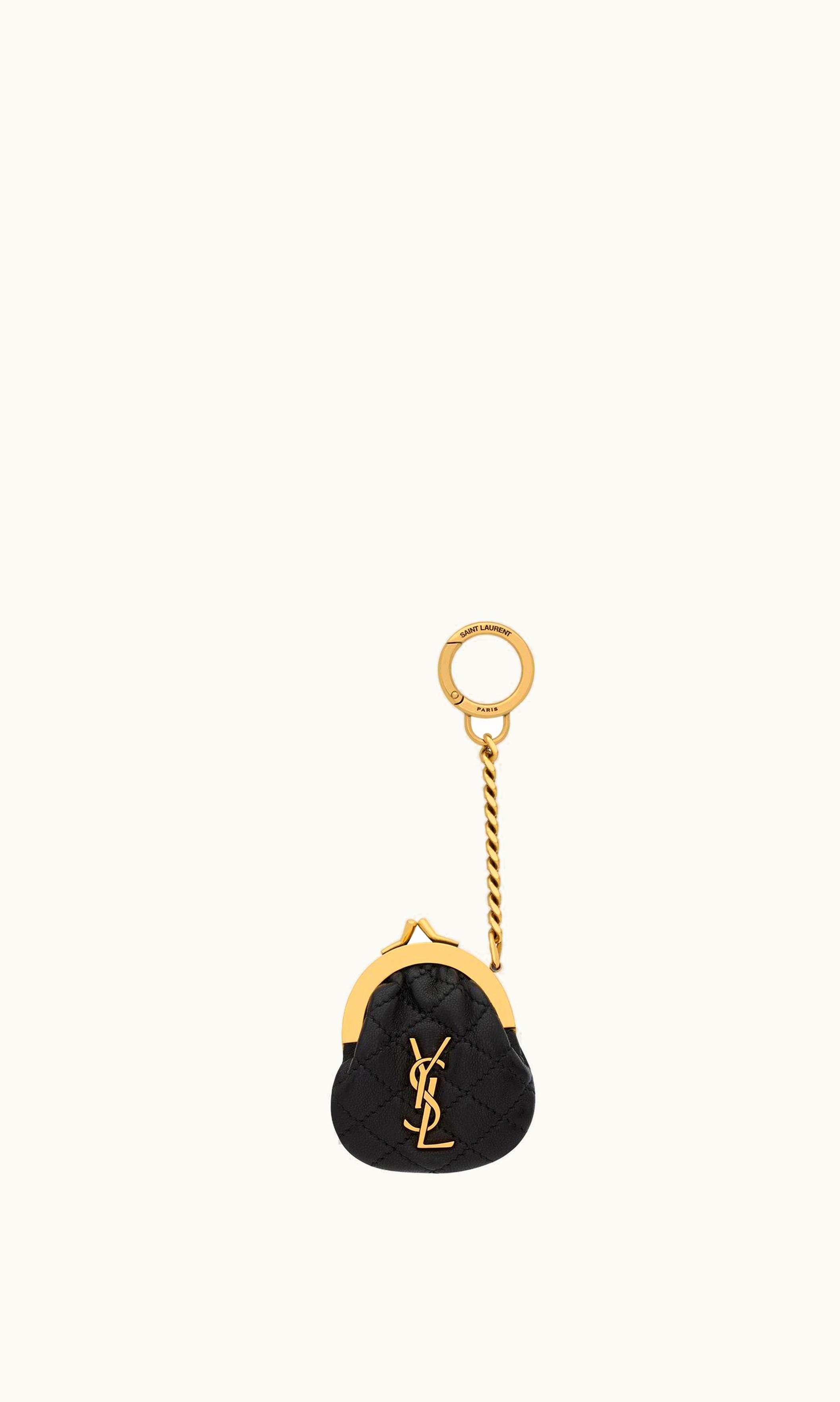 Saint Laurent Saint Laurent Gaby Mini Purse Keyring In Quilted Lambskin Black