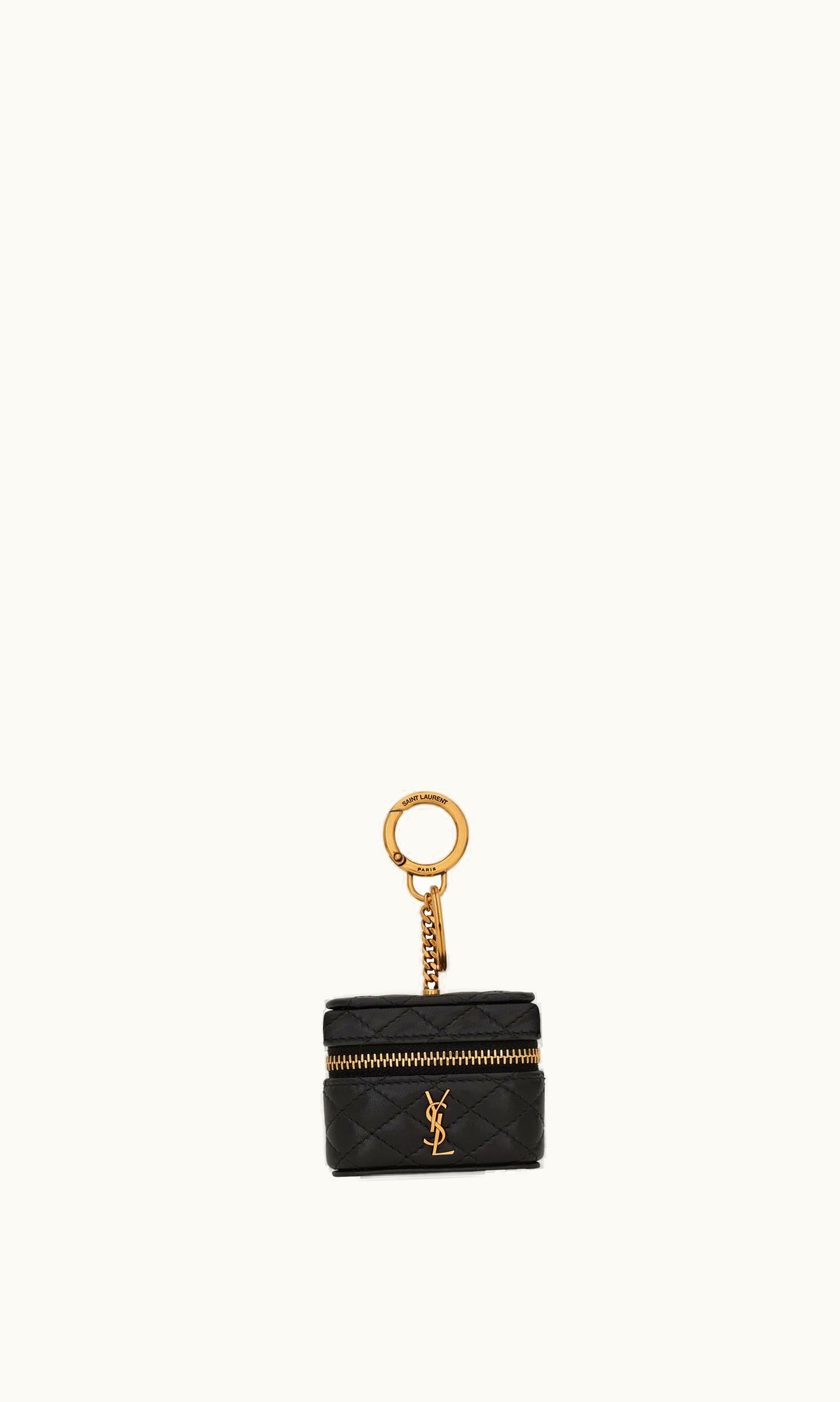 Saint Laurent Saint Laurent Gaby Airpods Holder In Quilted Lambskin Black