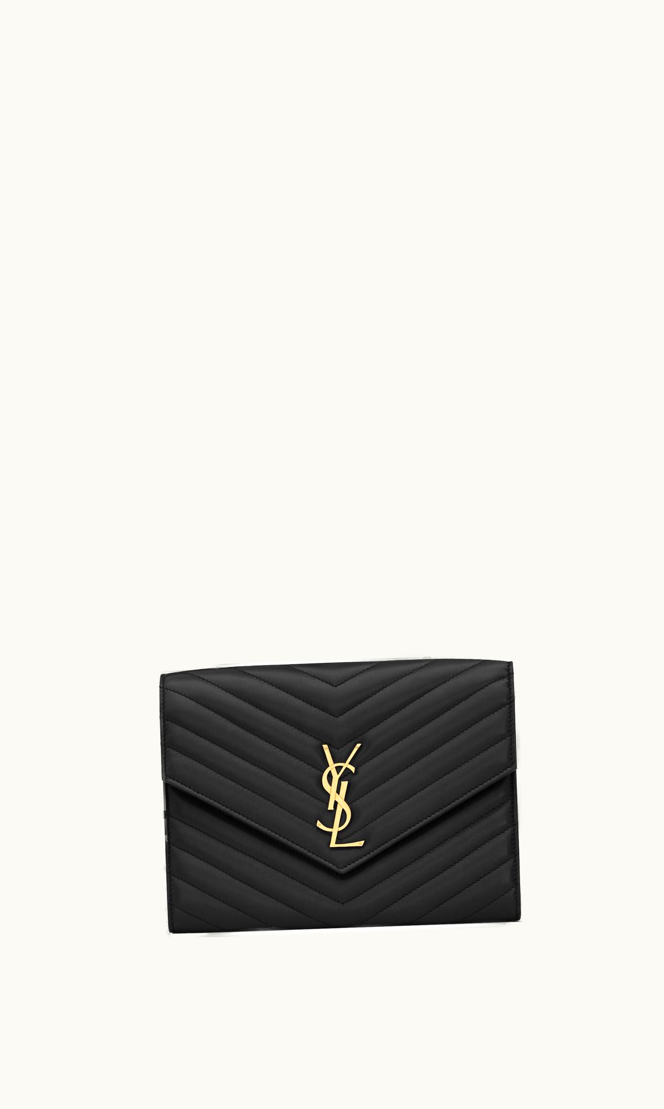 Saint Laurent Saint Laurent Cassandre Matelassé Flap Pouch In Lambskin Black