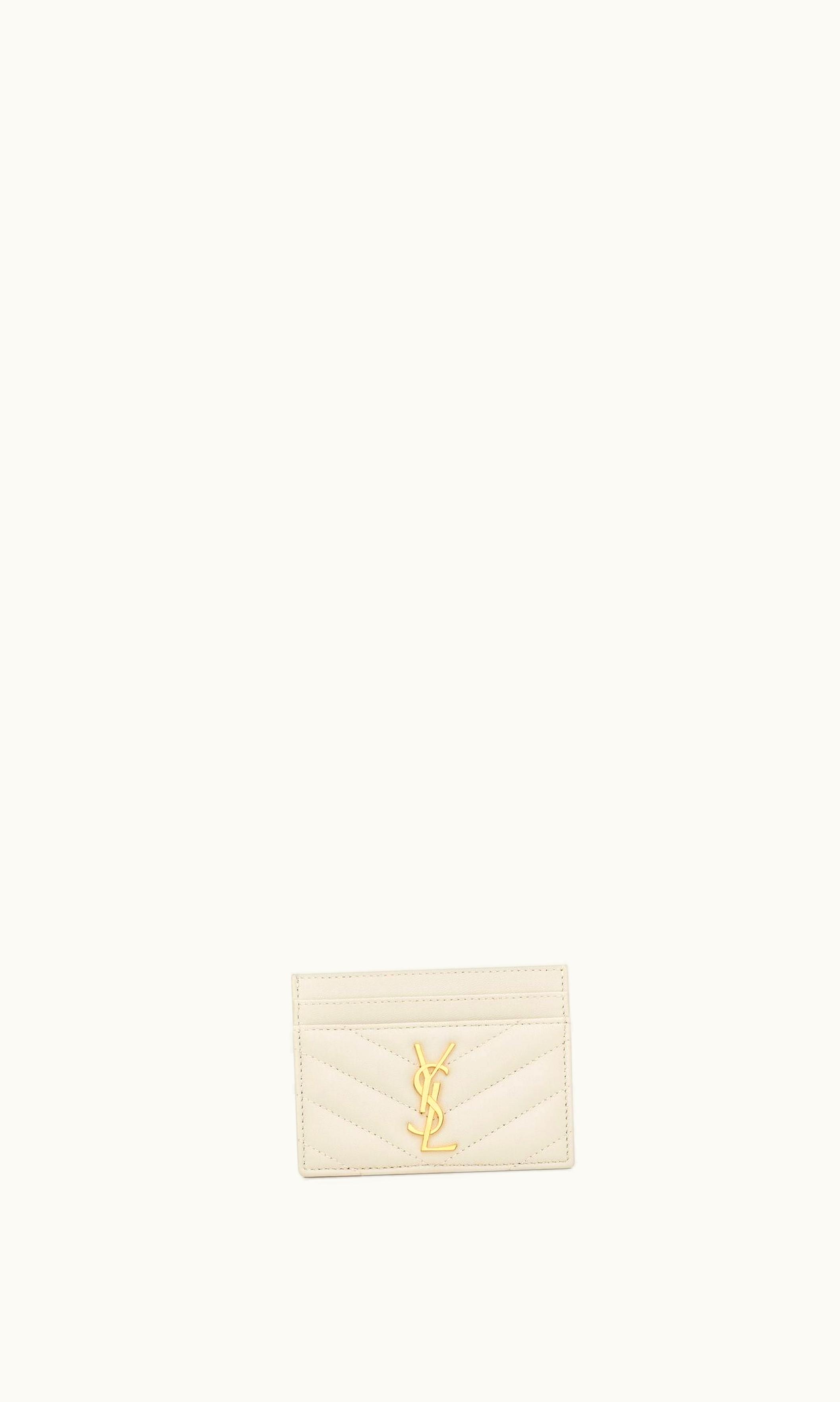 Saint Laurent Saint Laurent Cassandre Matelassé Card Case In Lambskin Blanc Vintage