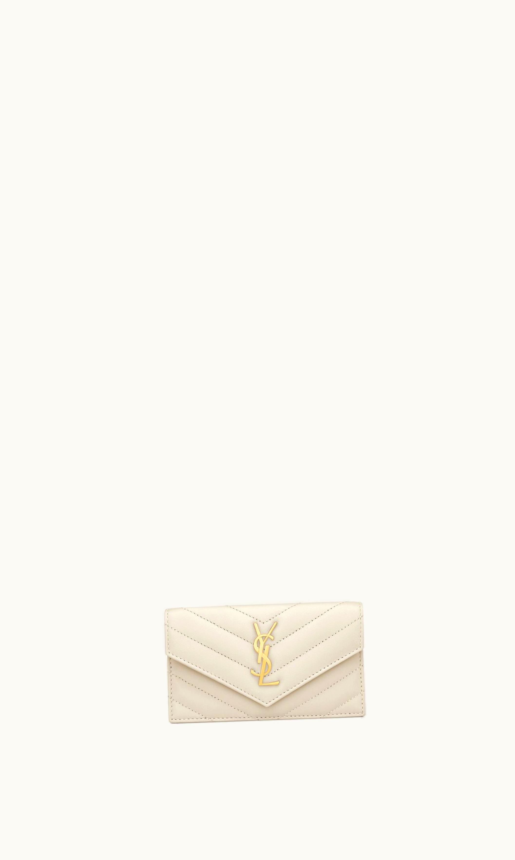 Saint Laurent Saint Laurent Cassandre Matelassé Fragments Flap Card Case In Lambskin Blanc Vintage