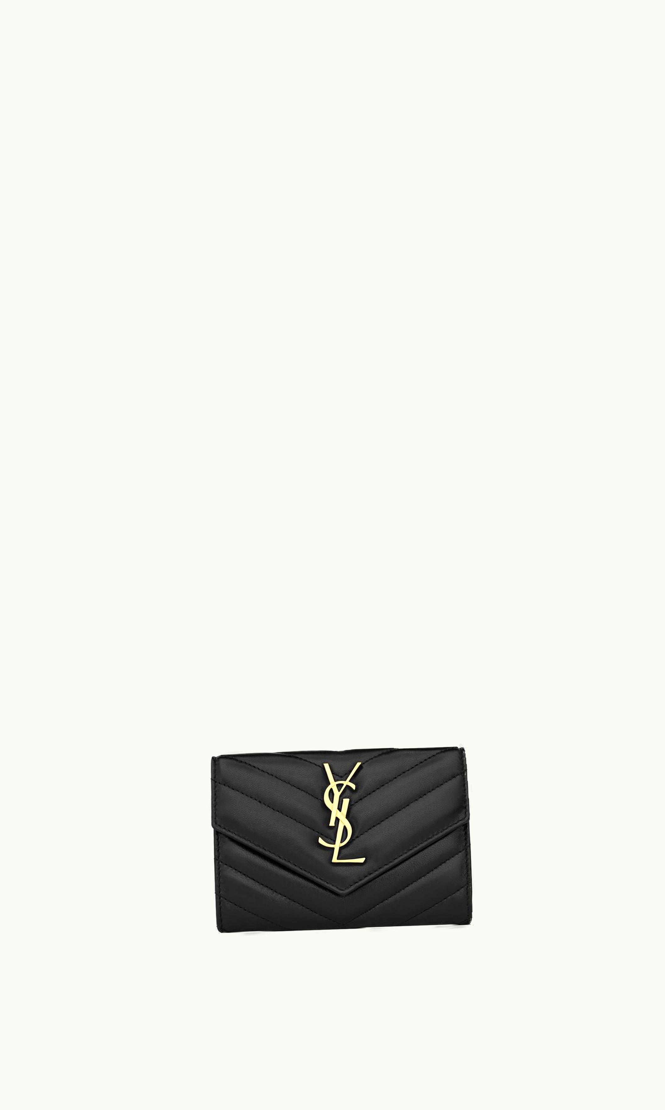 Saint Laurent Saint Laurent Cassandre Matelassé Small Envelope Wallet In Lambskin Black