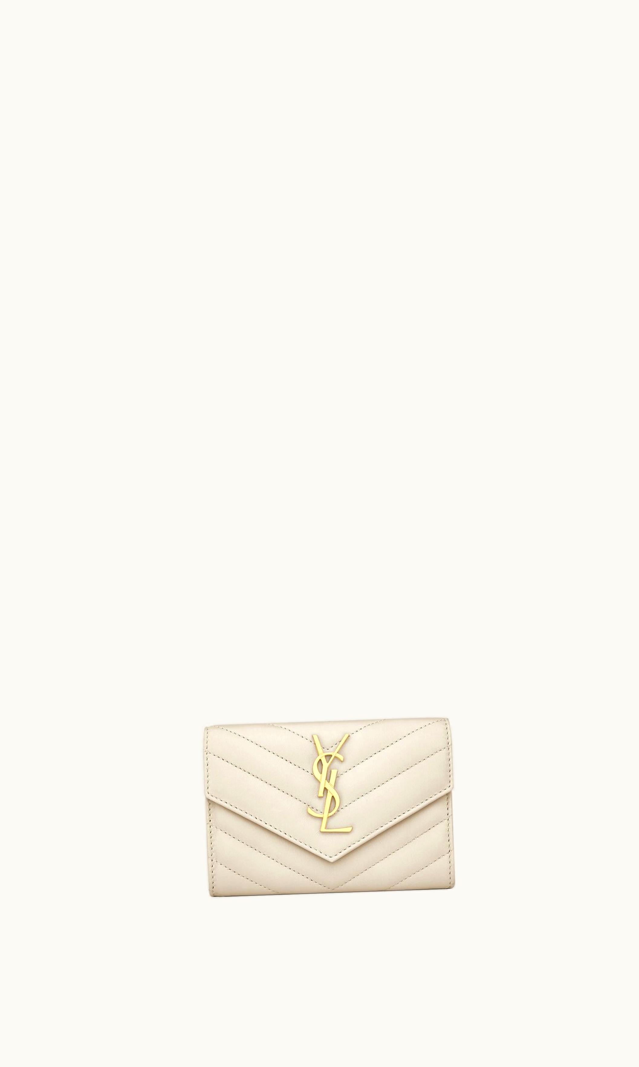Saint Laurent Saint Laurent Cassandre Matelassé Small Envelope Wallet In Lambskin Blanc Vintage