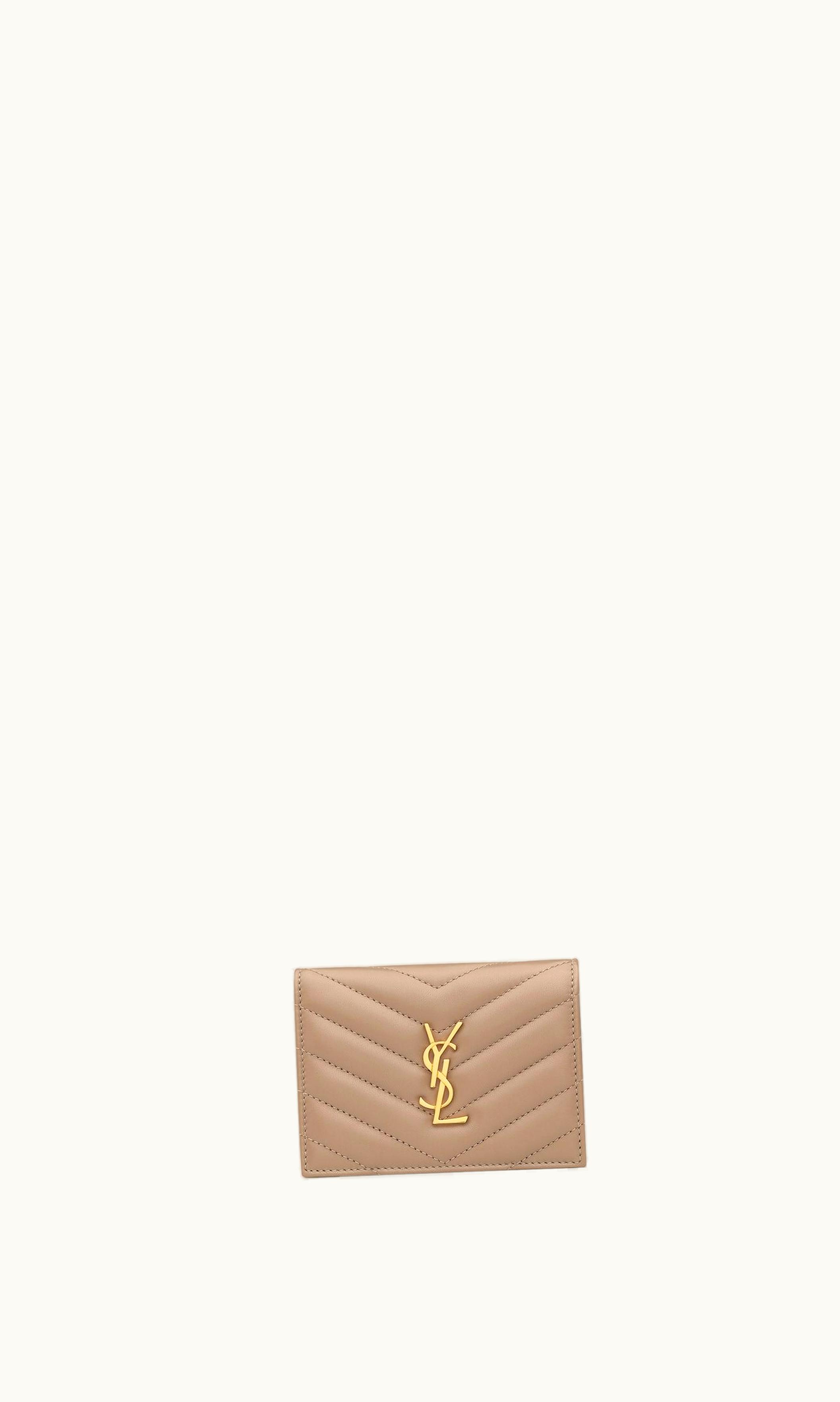 Saint Laurent Saint Laurent Cassandre Matelassé Flap Card Case In Lambskin Dusty Grey DUSTY GREY