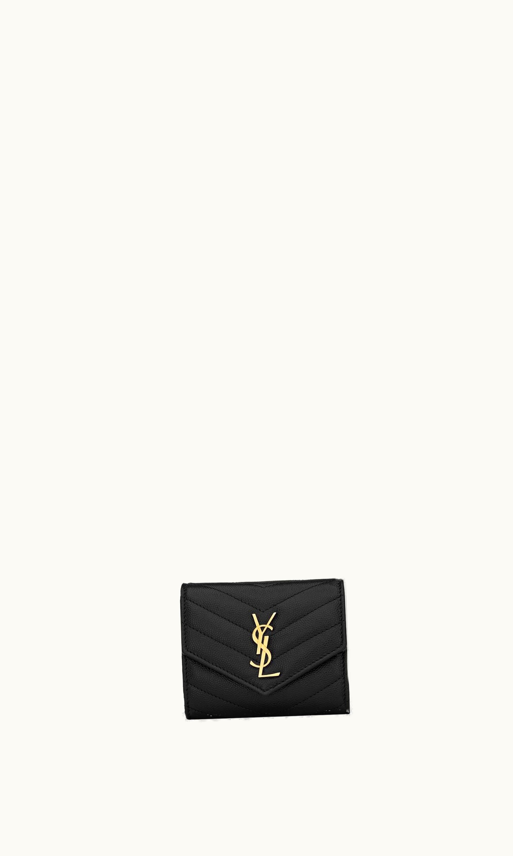 Saint Laurent Saint Laurent Cassandre Matelassé Multi-Folded Wallet In Grain De Poudre Embossed Leather Black