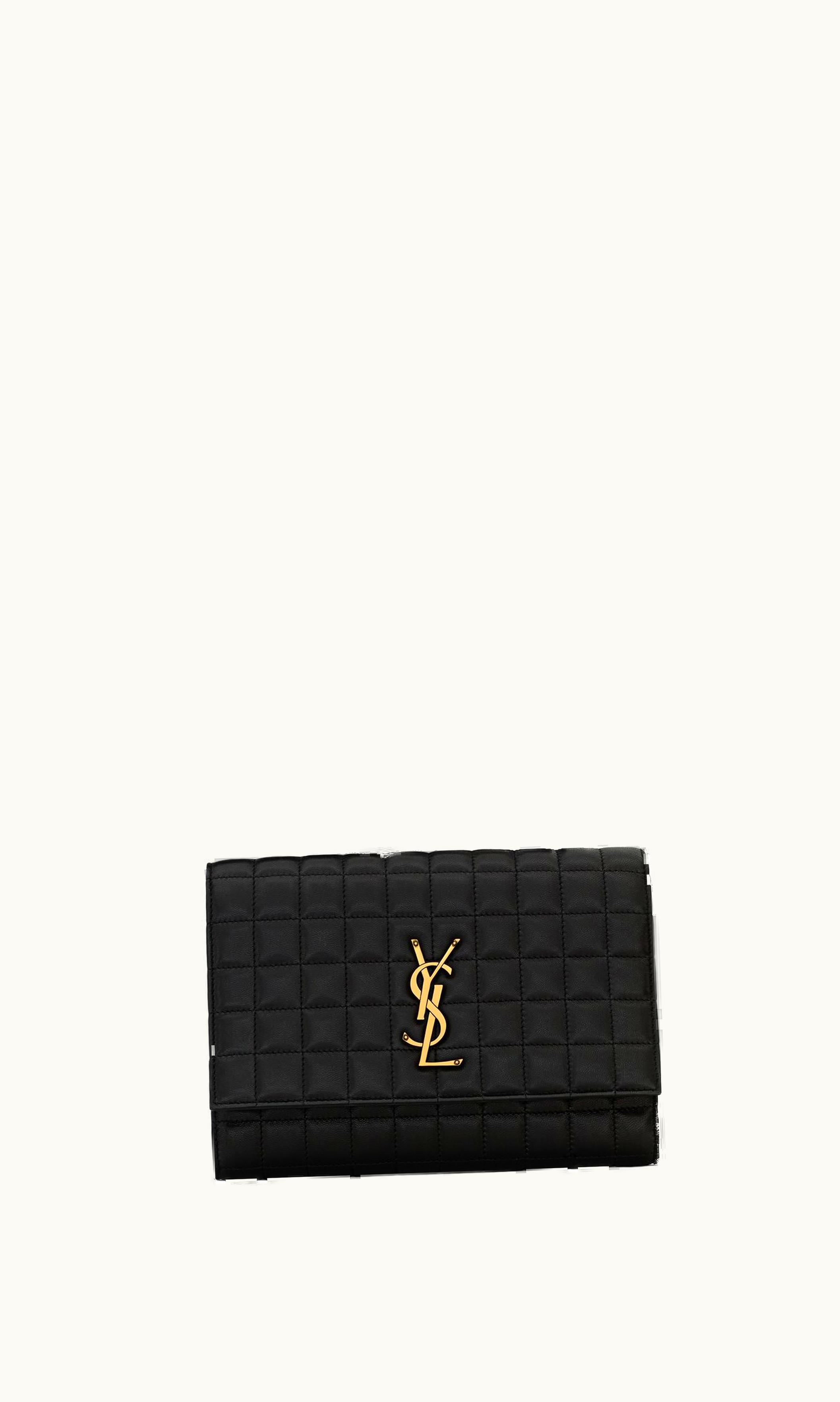 Saint Laurent Saint Laurent Cassandre Matelassé Carré Flap Pouch In Quilted Leather Black