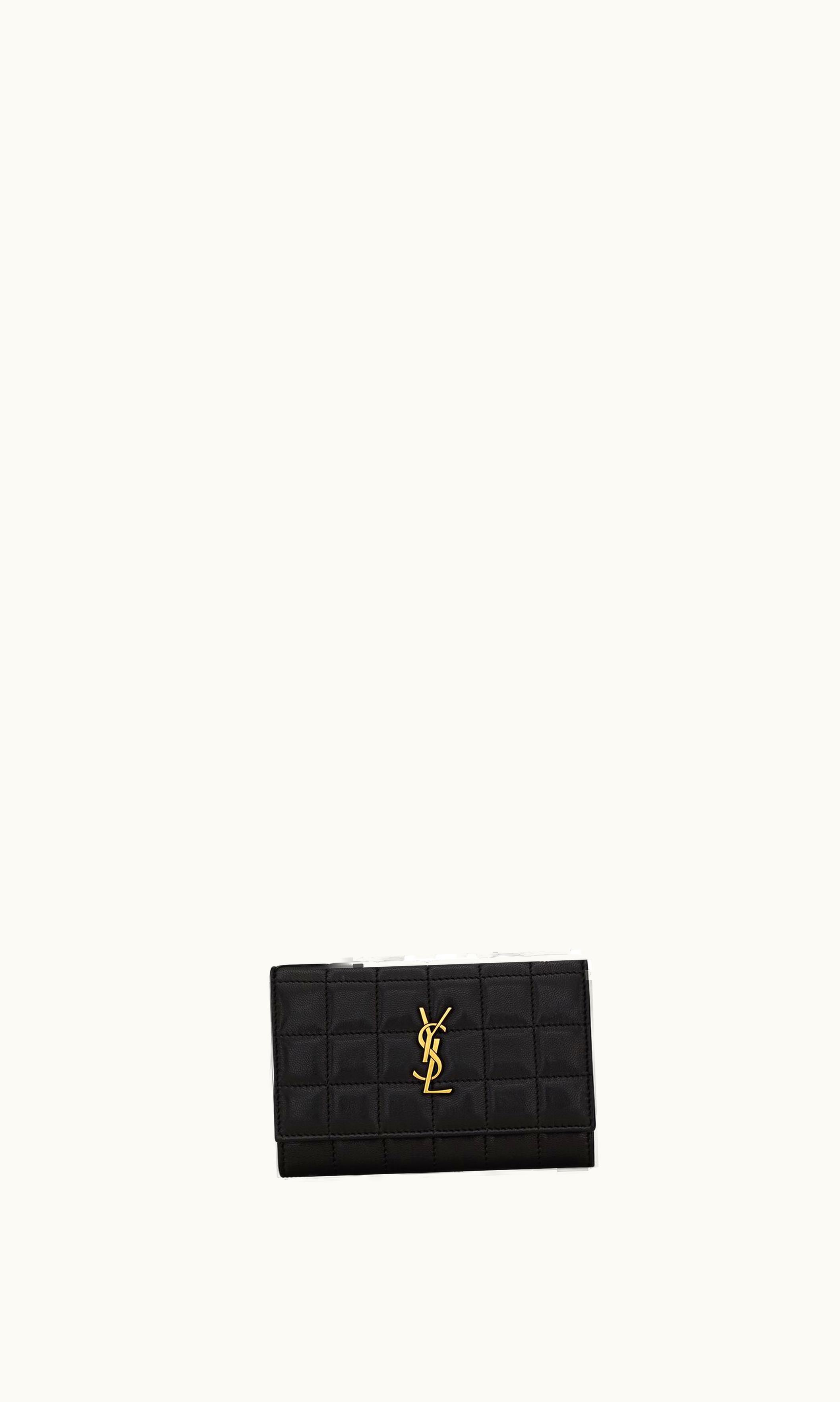 Saint Laurent Saint Laurent Cassandre Matelassé Carré Small Envelope Wallet In Lambskin Black