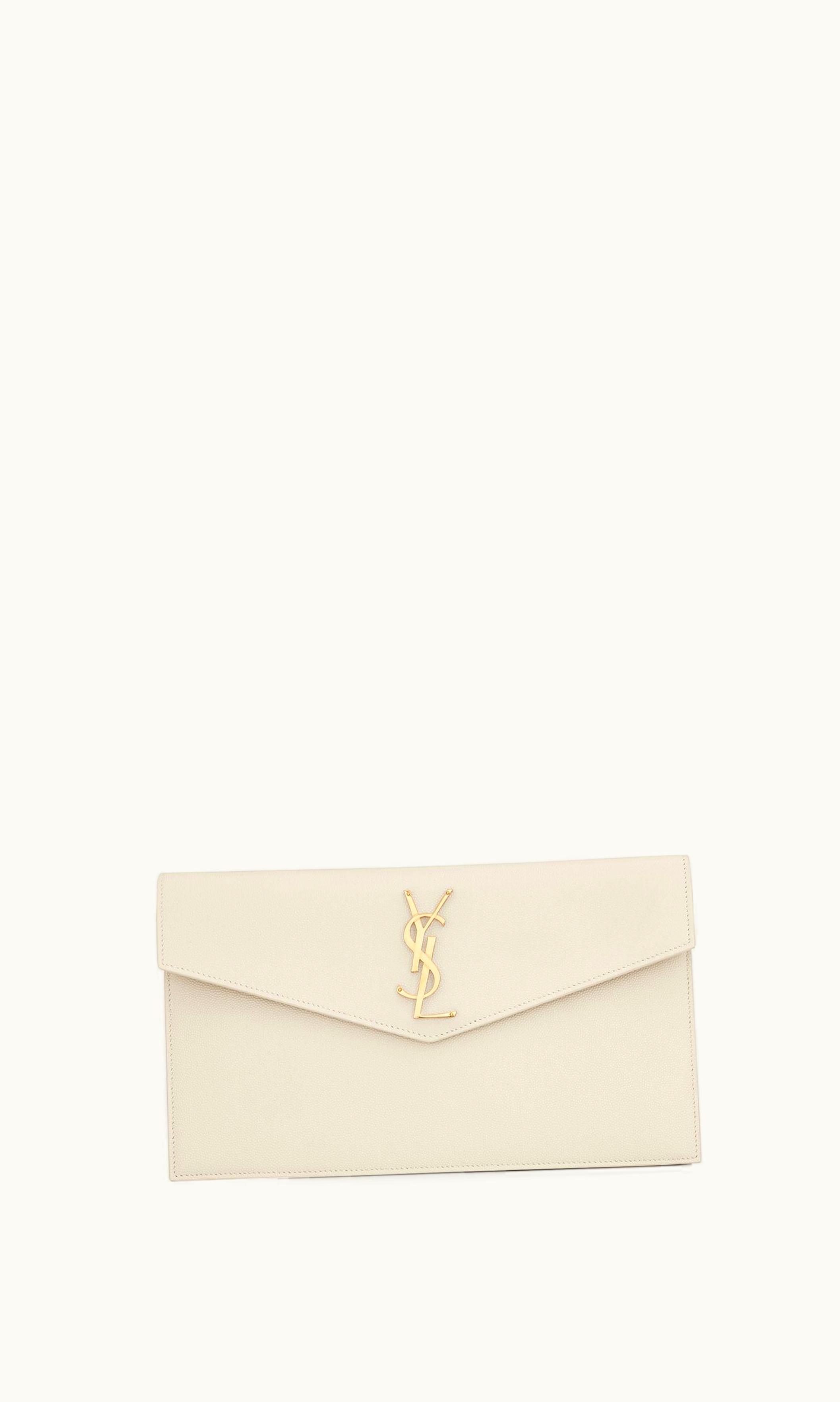Saint Laurent Saint Laurent Uptown Pouch In Grain De Poudre Embossed Leather Blanc Vintage