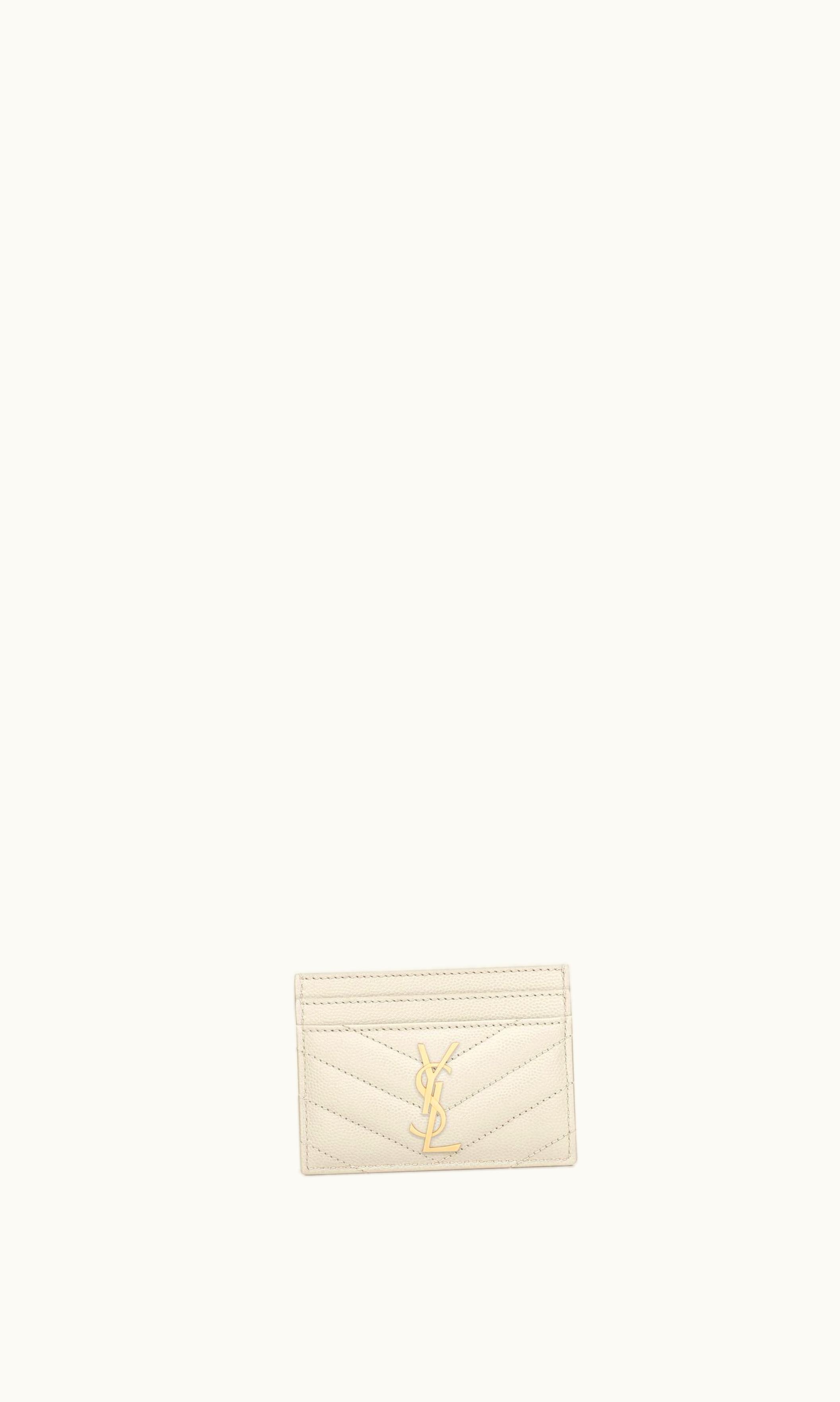 Saint Laurent Saint Laurent Cassandre Matelassé Card Case In Grain De Poudre Embossed Leather Blanc Vintage