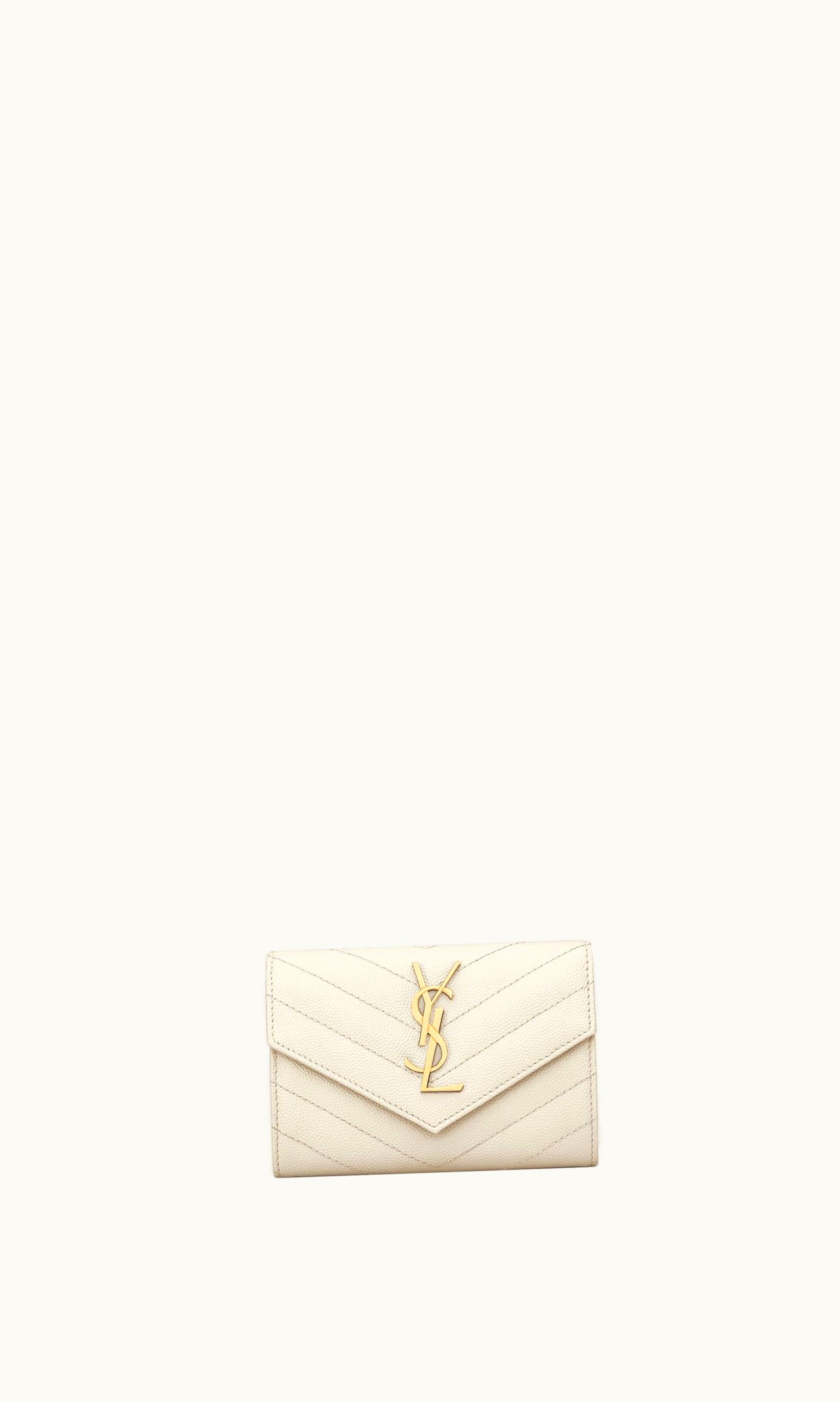 Saint Laurent Saint Laurent Cassandre Matelassé Small Envelope Wallet In Grain De Poudre Embossed Leather Blanc Vintage