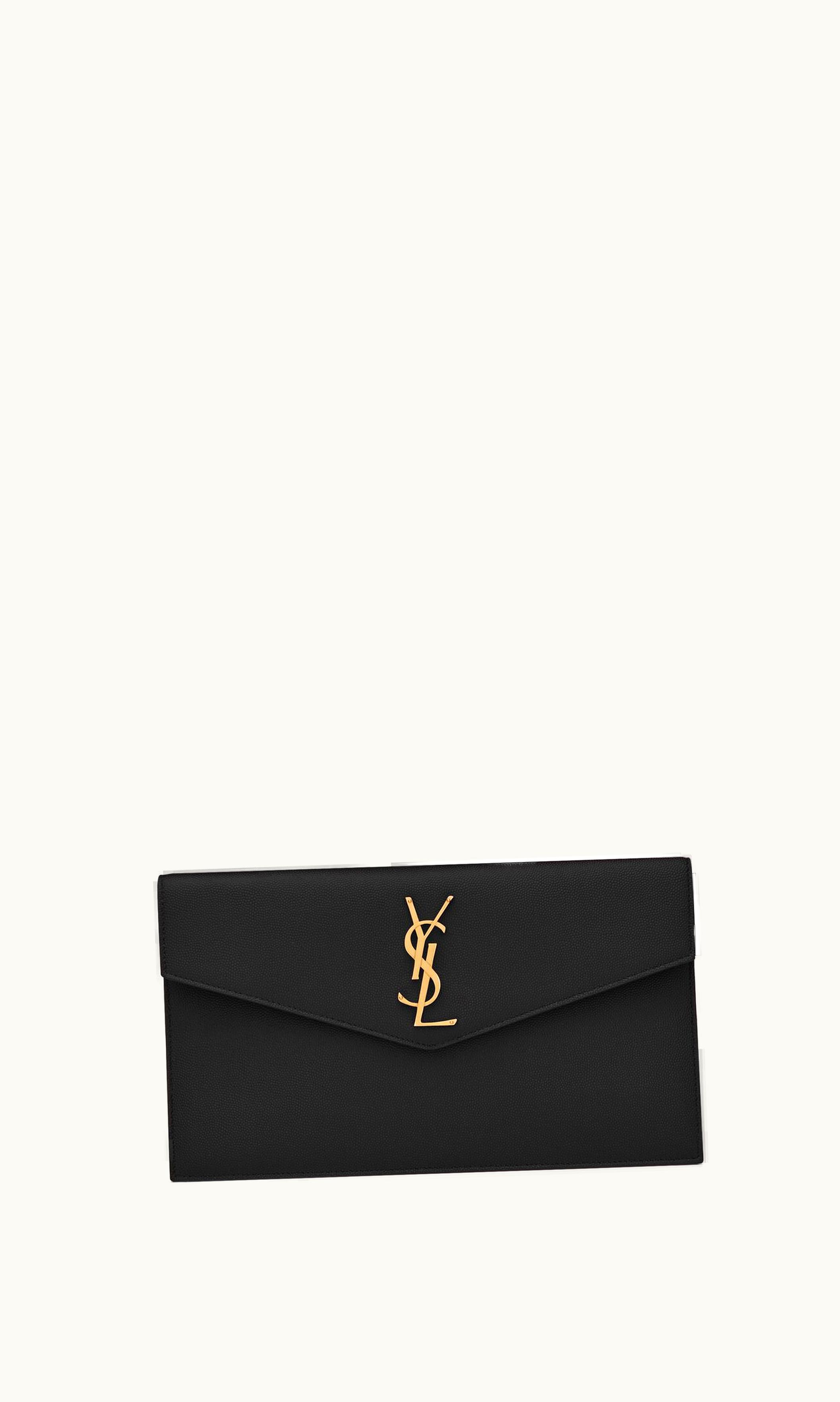 Saint Laurent Saint Laurent Uptown Pouch In Grain De Poudre Embossed Leather Black