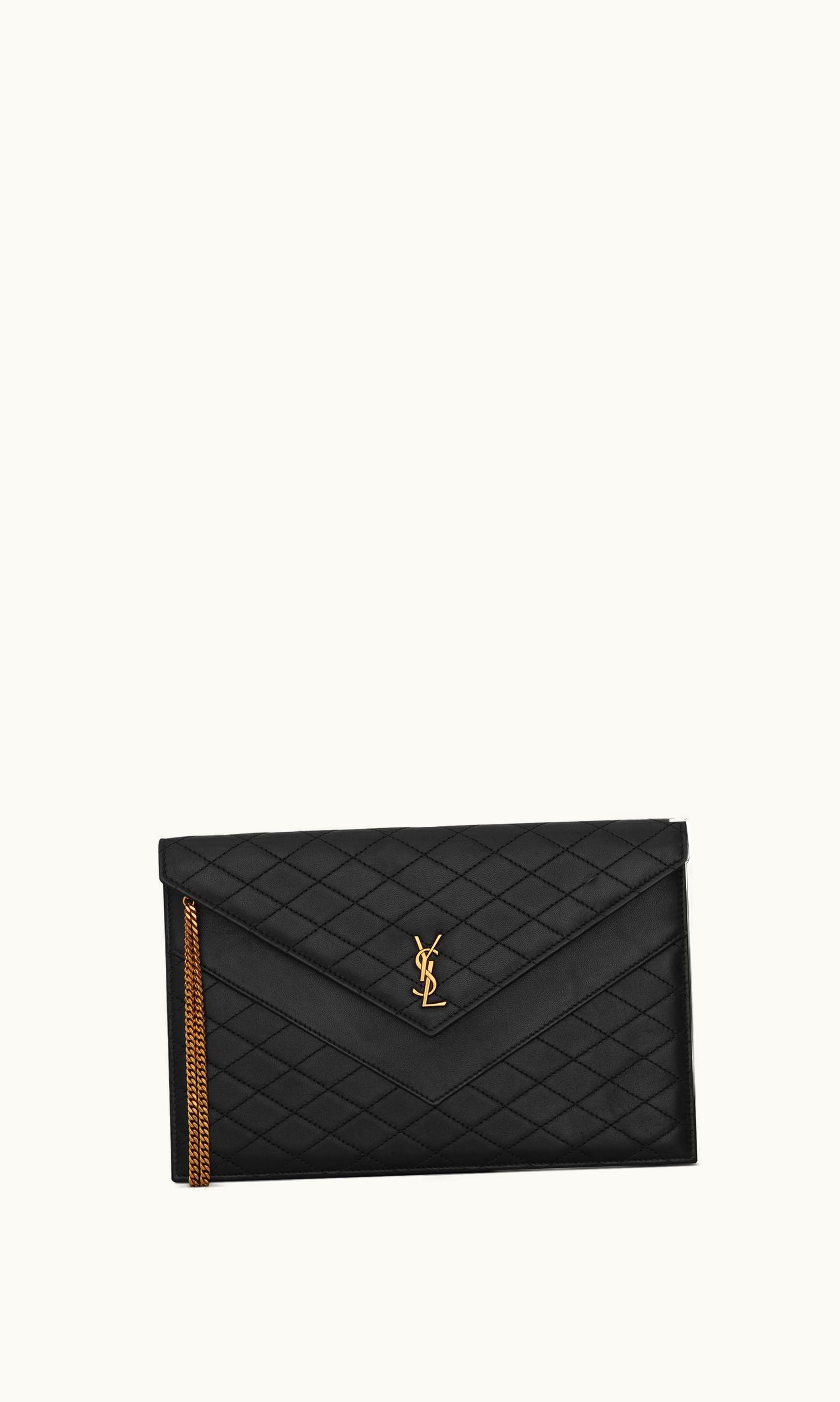 Saint Laurent Saint Laurent Gaby Double-Flap Chain Pouch In Lambskin Noir