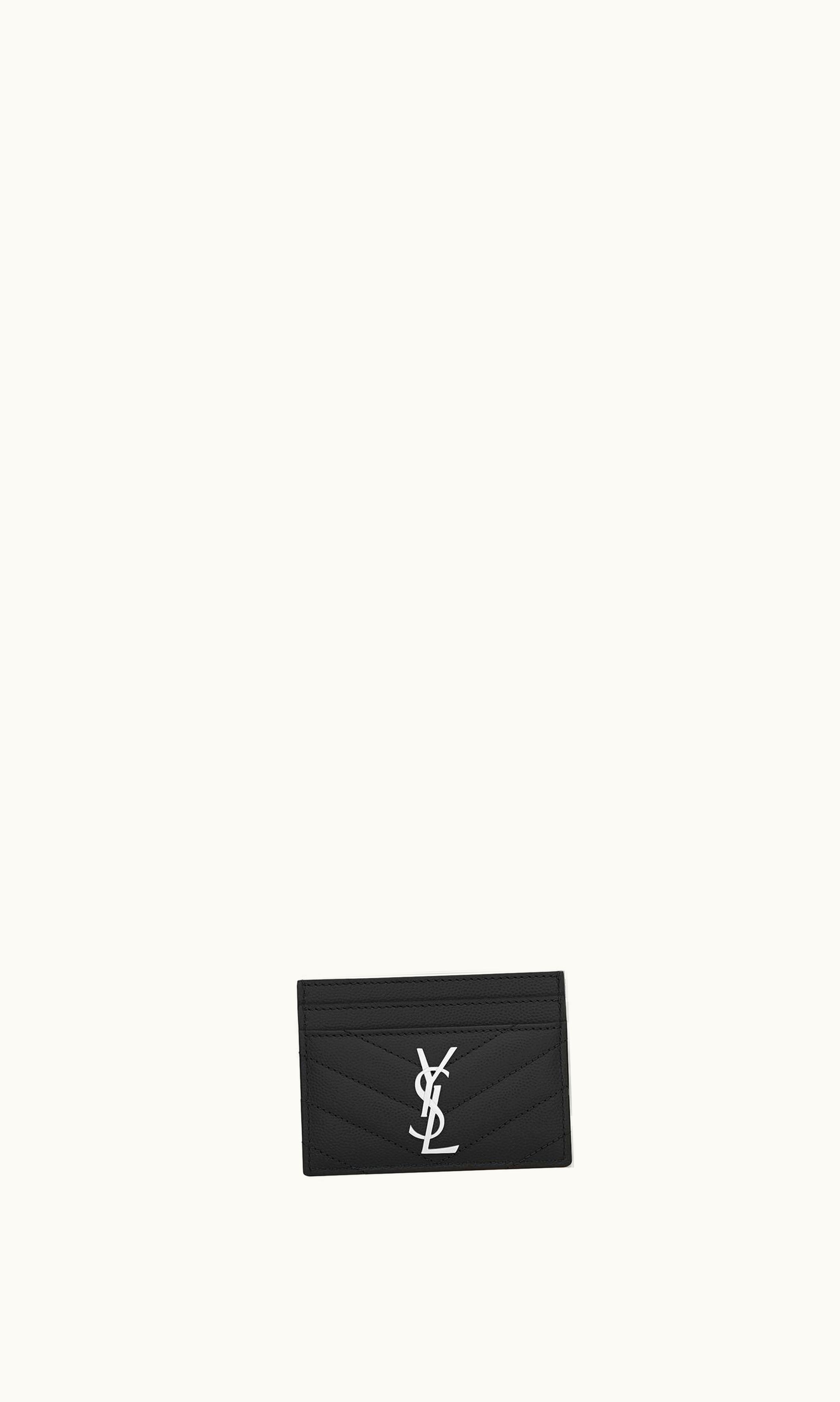 Saint Laurent Saint Laurent Cassandre Matelassé Card Case In Grain De Poudre Embossed Leather Black BLACK