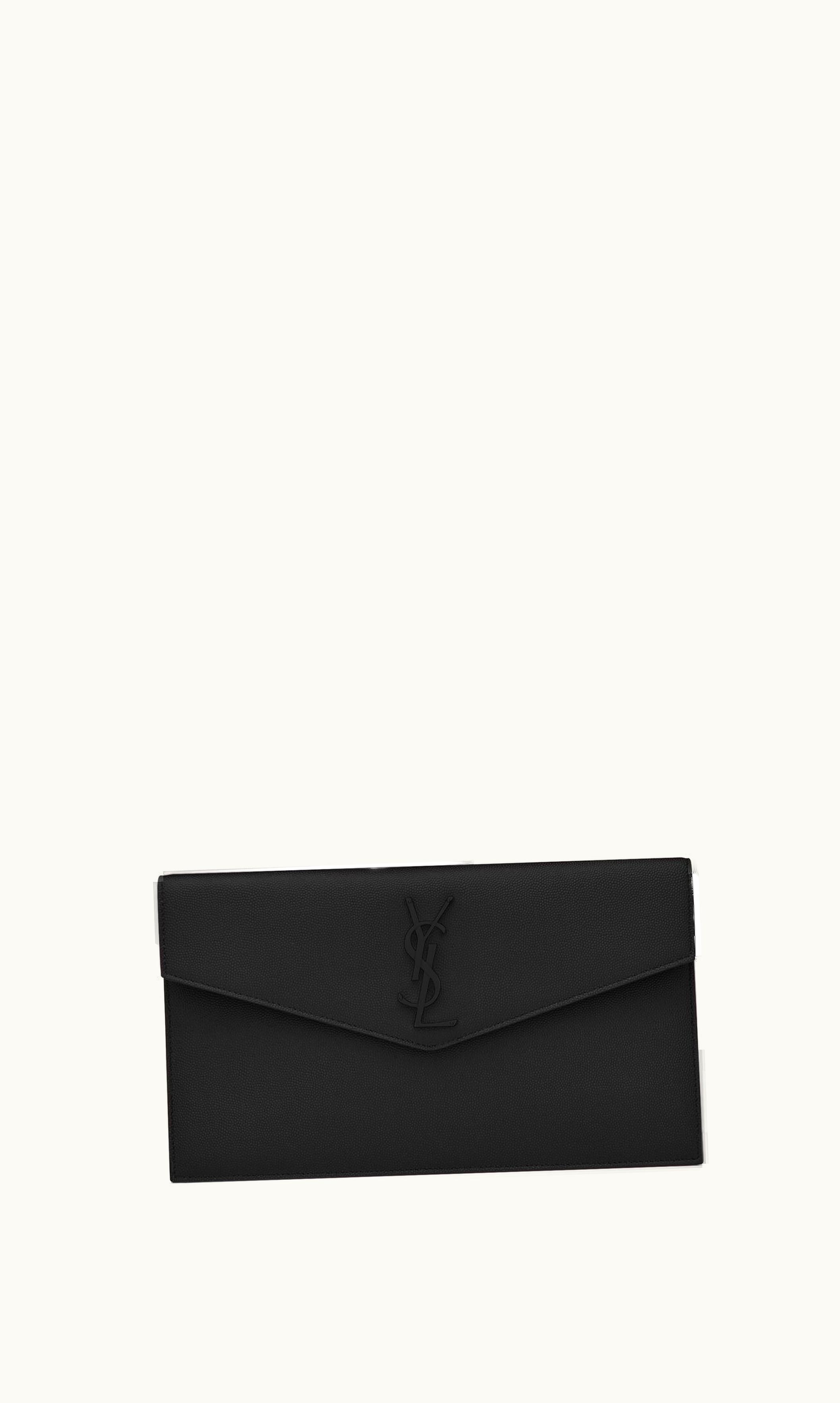 Saint Laurent Saint Laurent Uptown Pouch In Grain De Poudre Embossed Leather Black BLACK