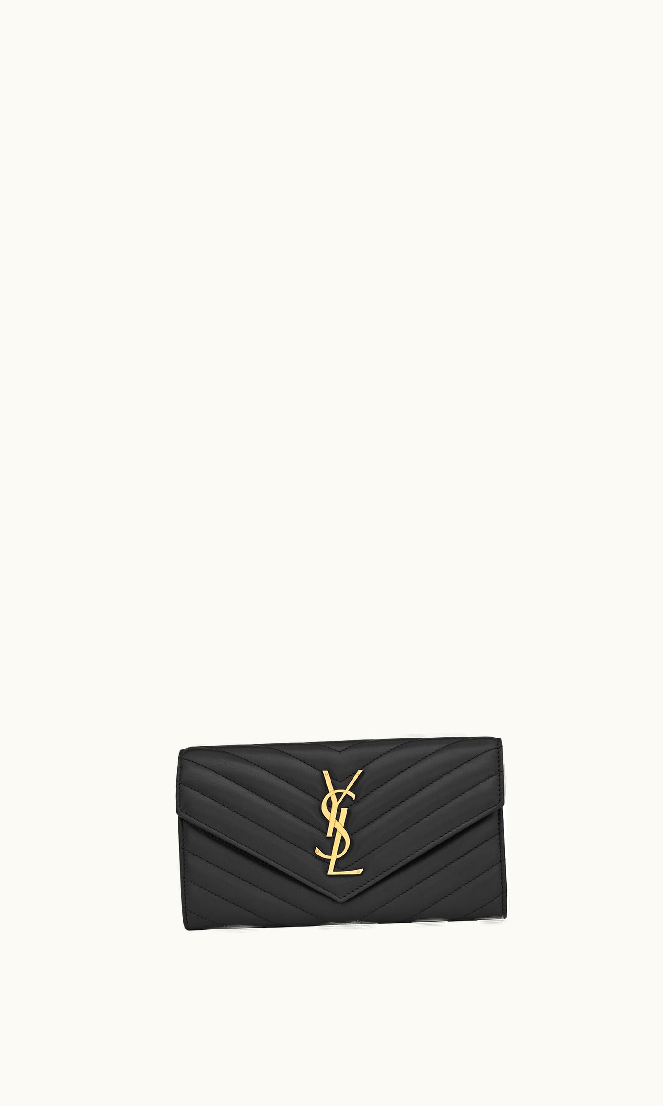 Saint Laurent Saint Laurent Cassandre Matelassé Large Flap Wallet In Lambskin Black
