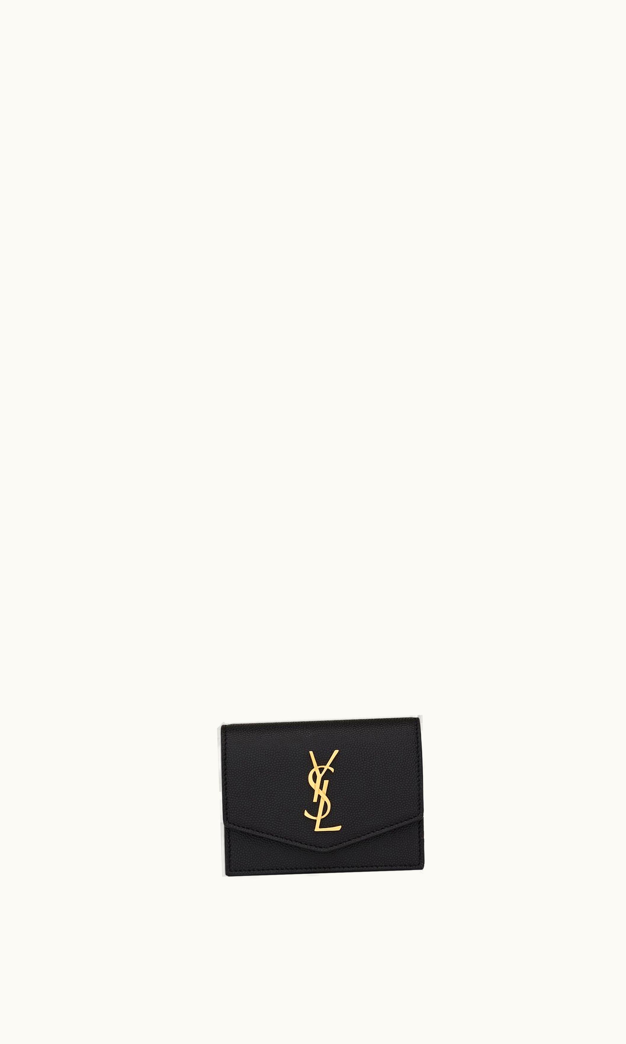 Saint Laurent Saint Laurent Uptown Business-Card Case In Grain De Poudre Embossed Leather Black