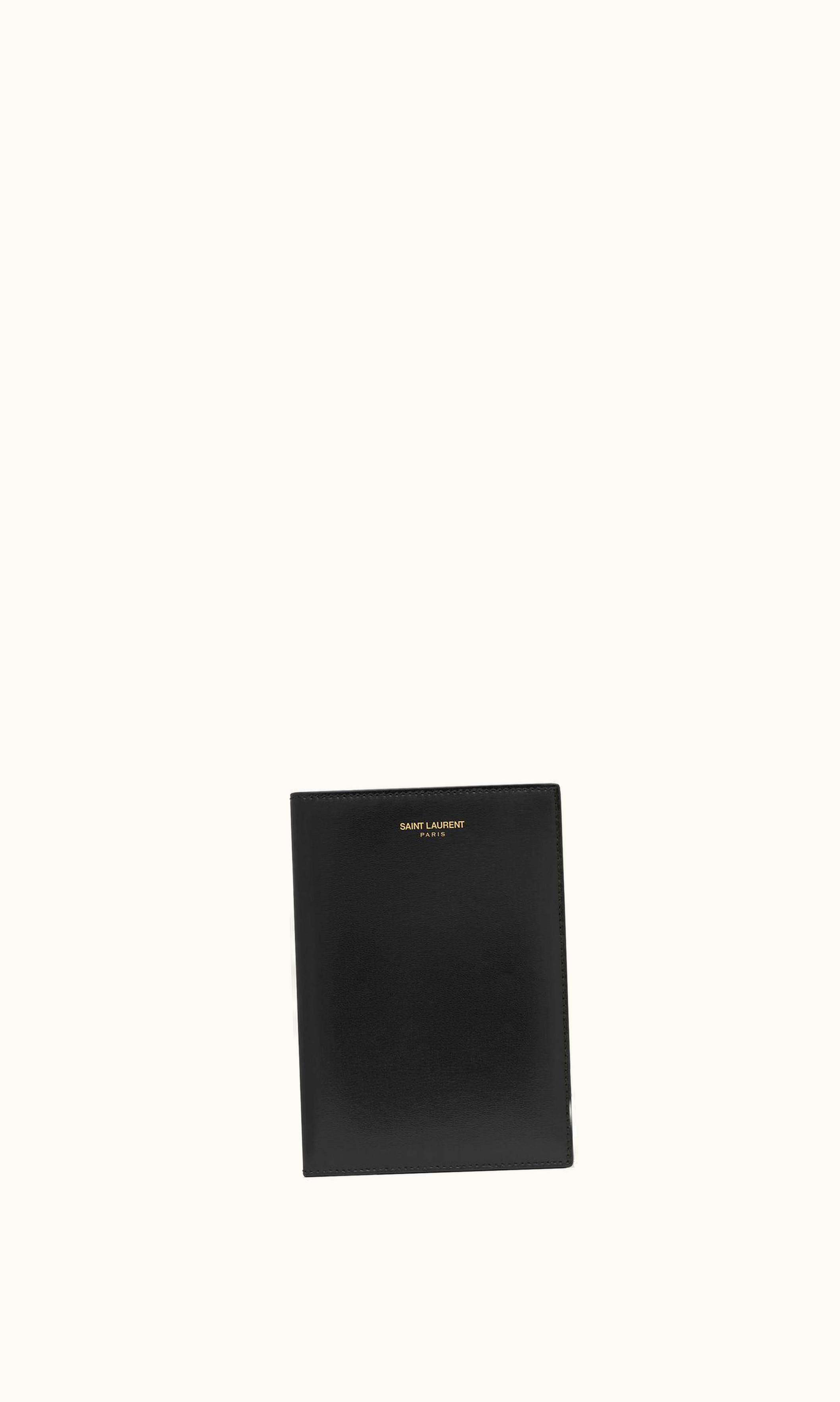 Saint Laurent Saint Laurent Paris Passport Case In Lacquered Leather Black