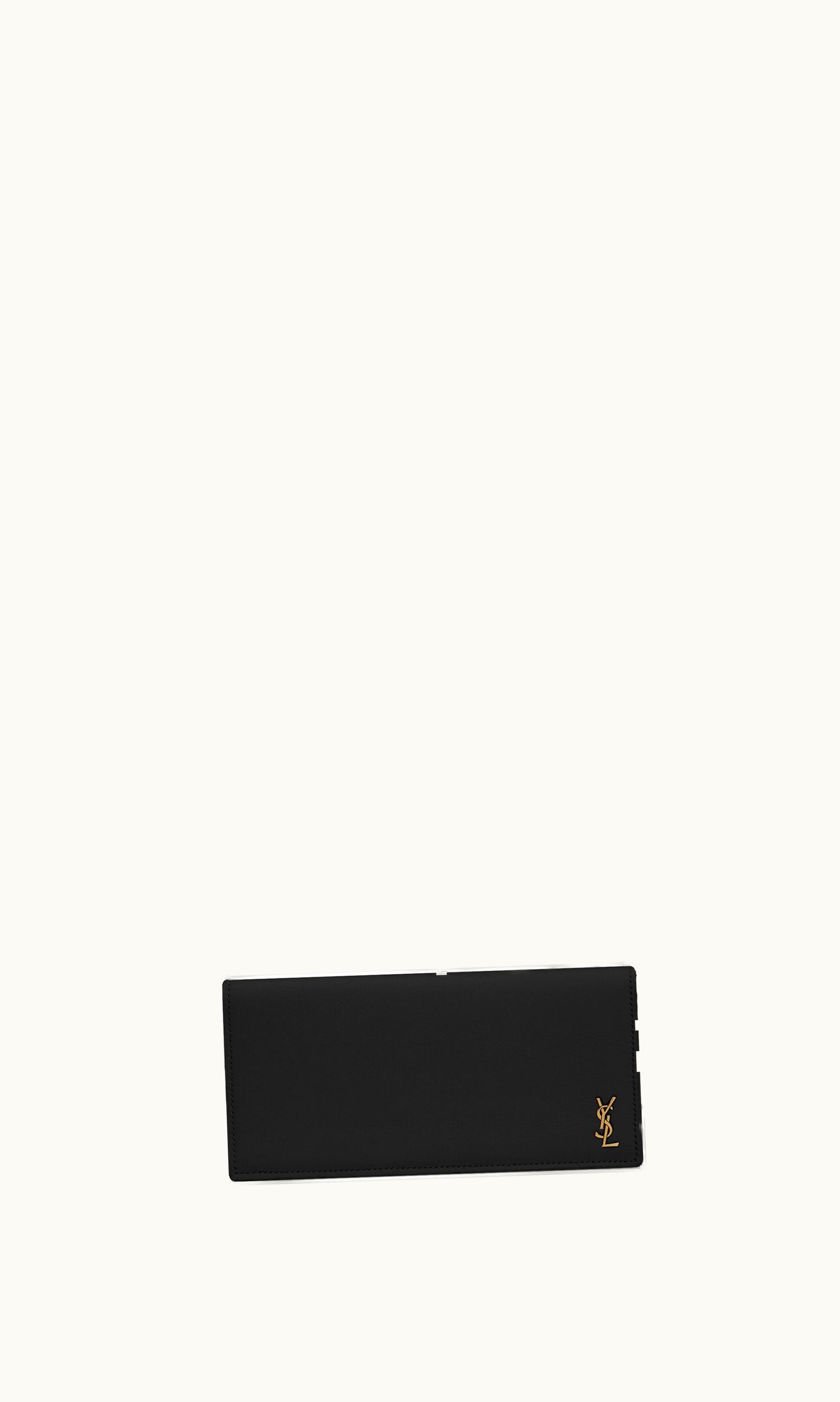 Saint Laurent Saint Laurent Tiny Cassandre Flat Wallet In Grained Leather Black