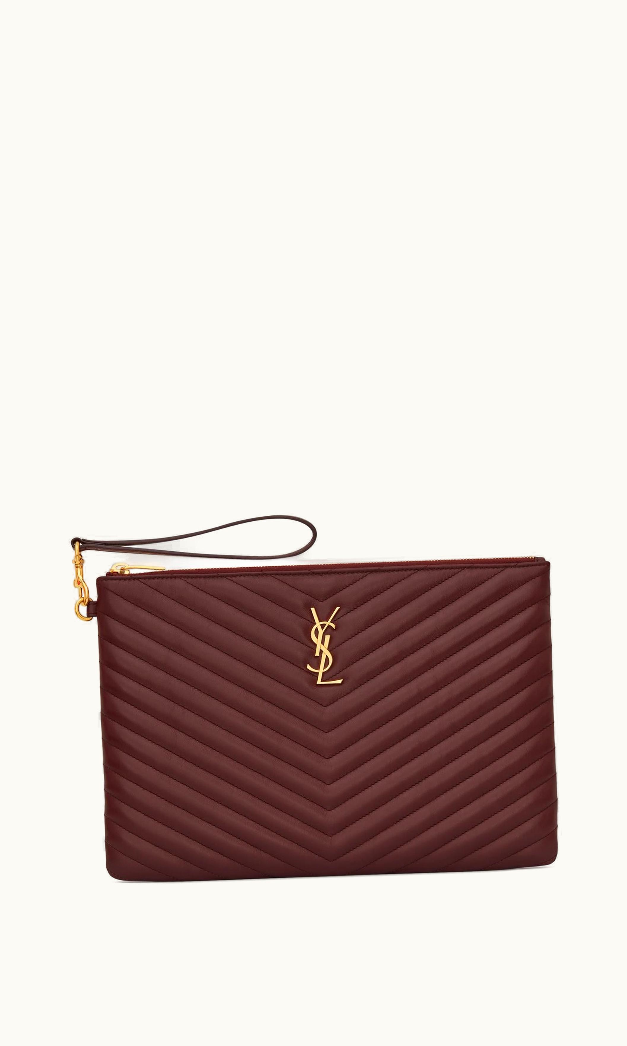 Saint Laurent Saint Laurent Cassandre Matelassé Tablet Pouch In Quilted Leather Rouge Legion