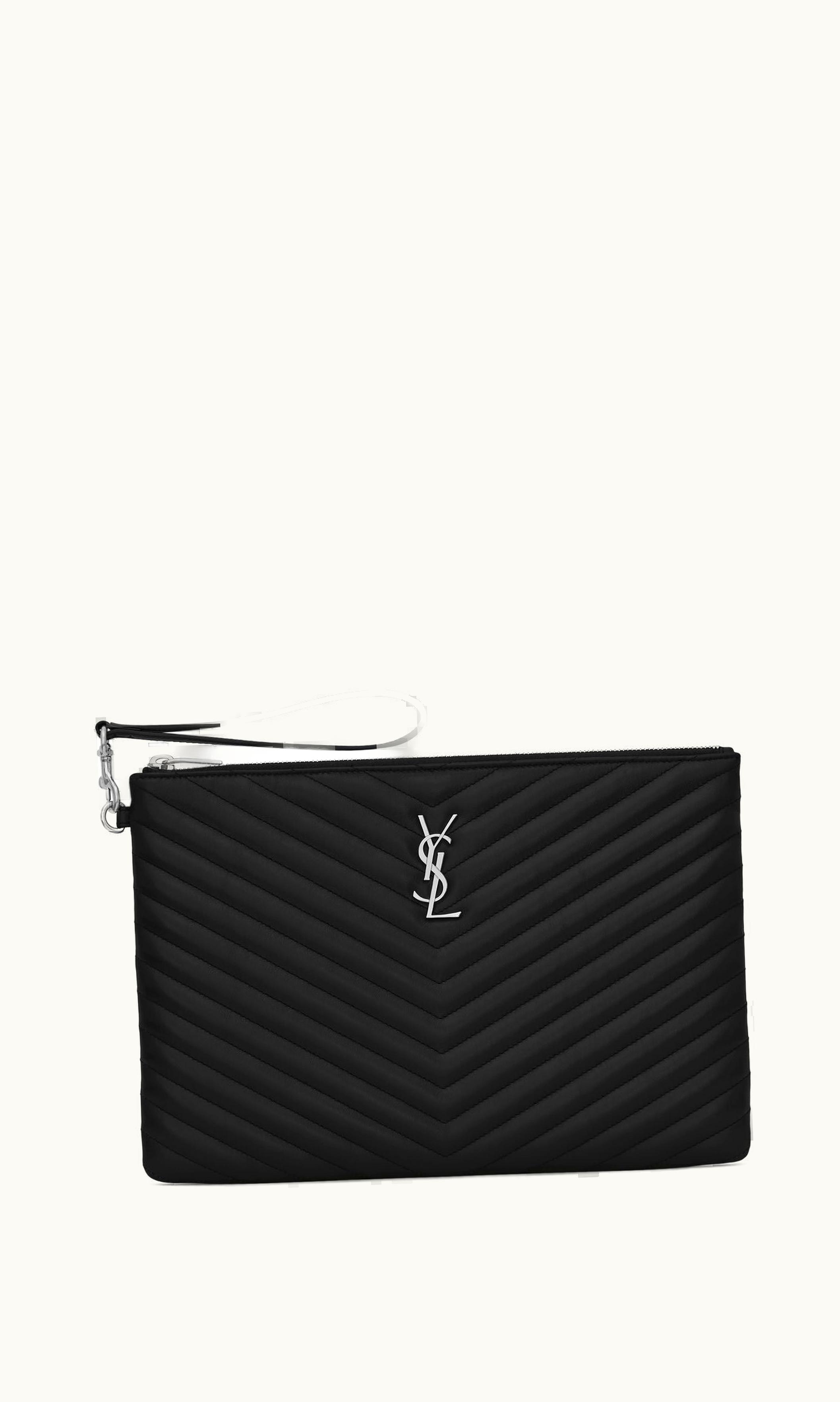 Saint Laurent Saint Laurent Cassandre Matelassé Tablet Pouch In Quilted Leather Black BLACK