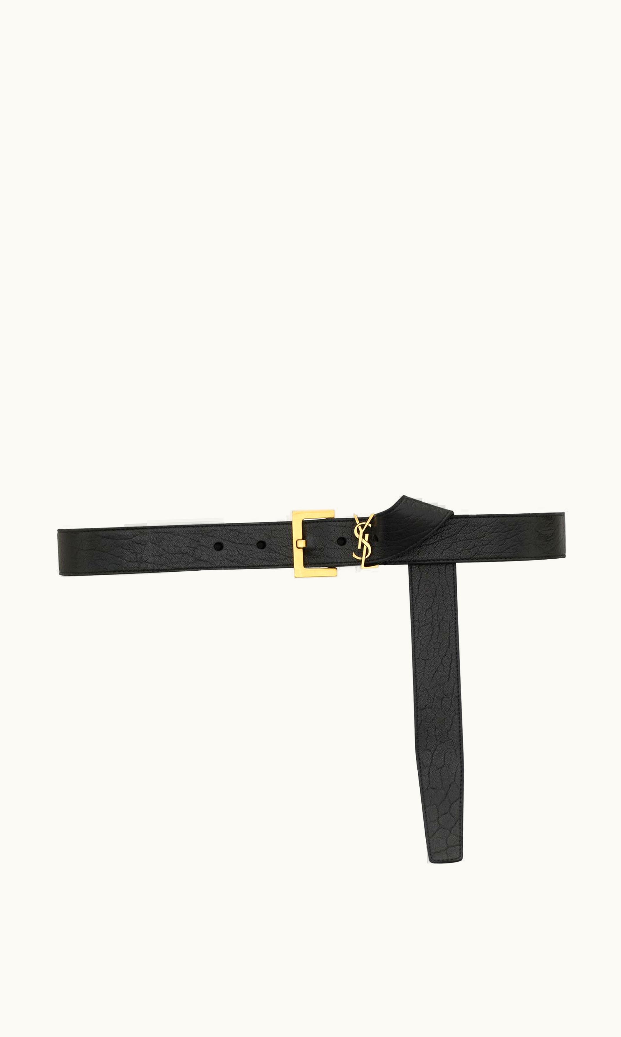 Saint Laurent Saint Laurent Cassandre Belt In Grained Lambskin Black