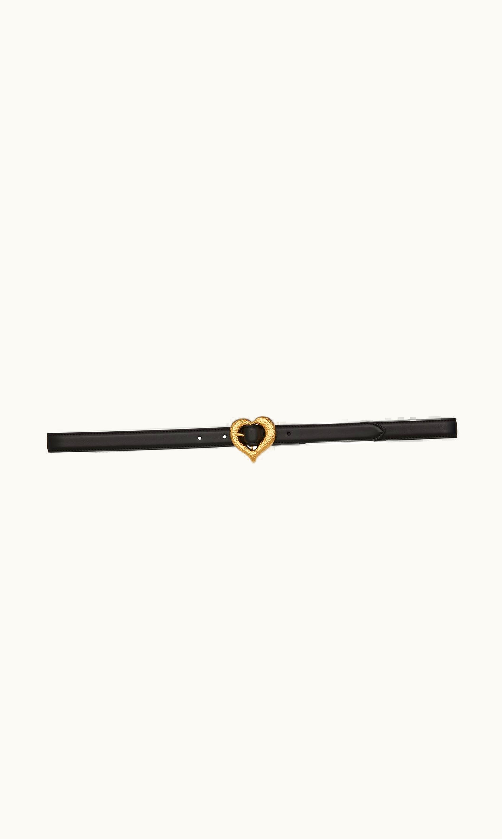Saint Laurent Saint Laurent Heart Thin Belt In Lambskin Black
