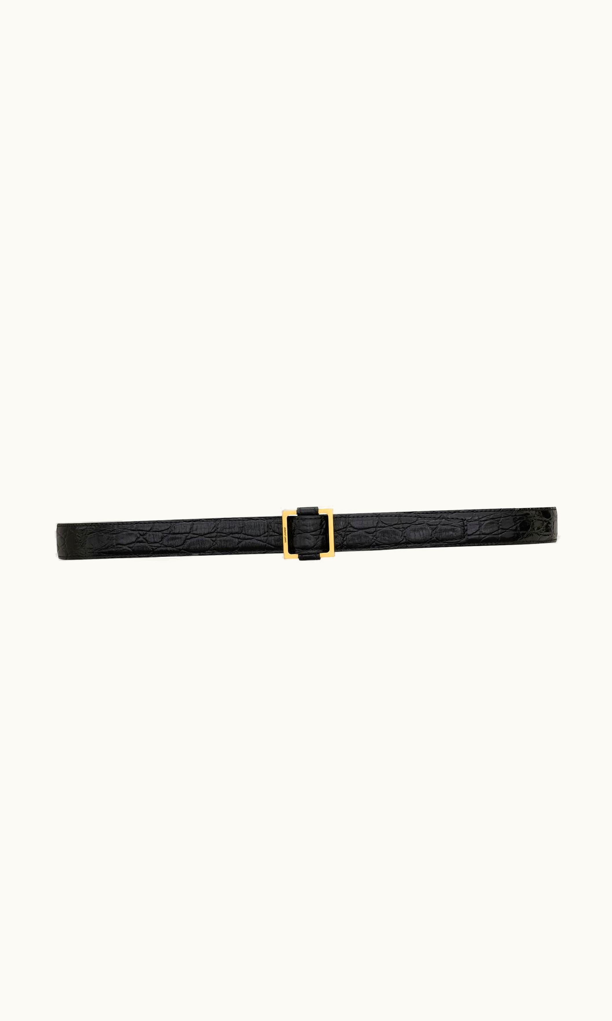 Saint Laurent Saint Laurent Square Loop Buckle Belt In Crocodile Embossed Leather Black