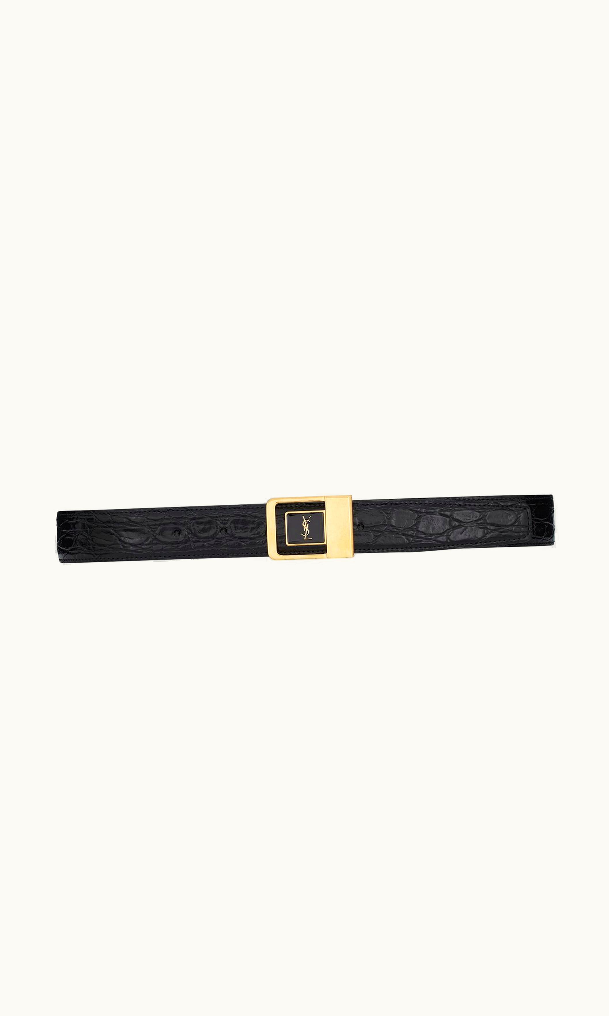 Saint Laurent Saint Laurent La 66 Buckle Belt In Crocodile-Embossed Leather Black BLACK