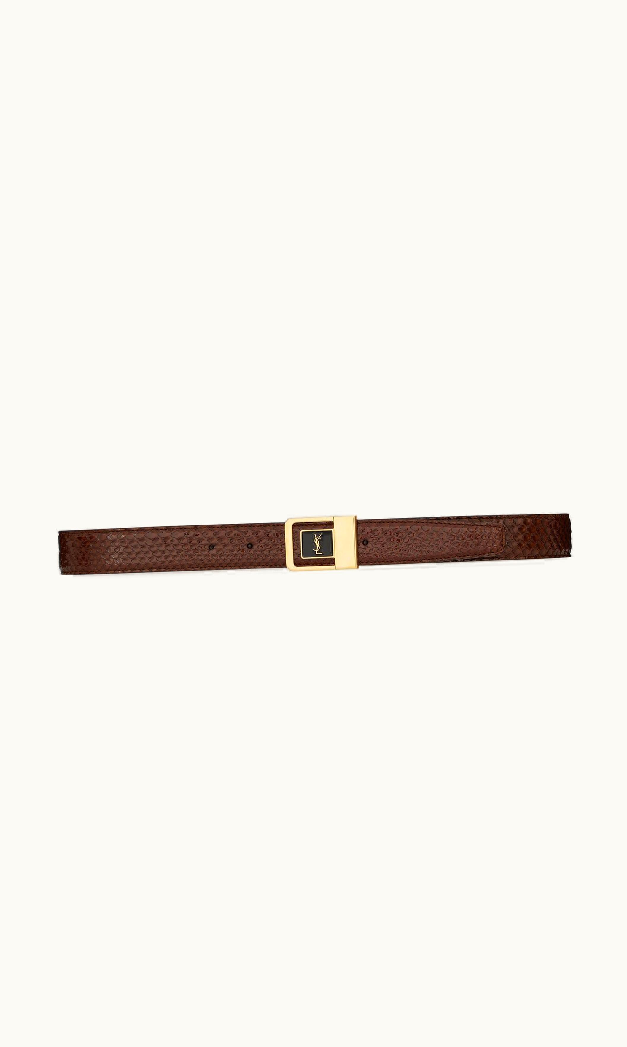 Saint Laurent Saint Laurent La 66 Buckle Belt In Python Sienna Brown And Black
