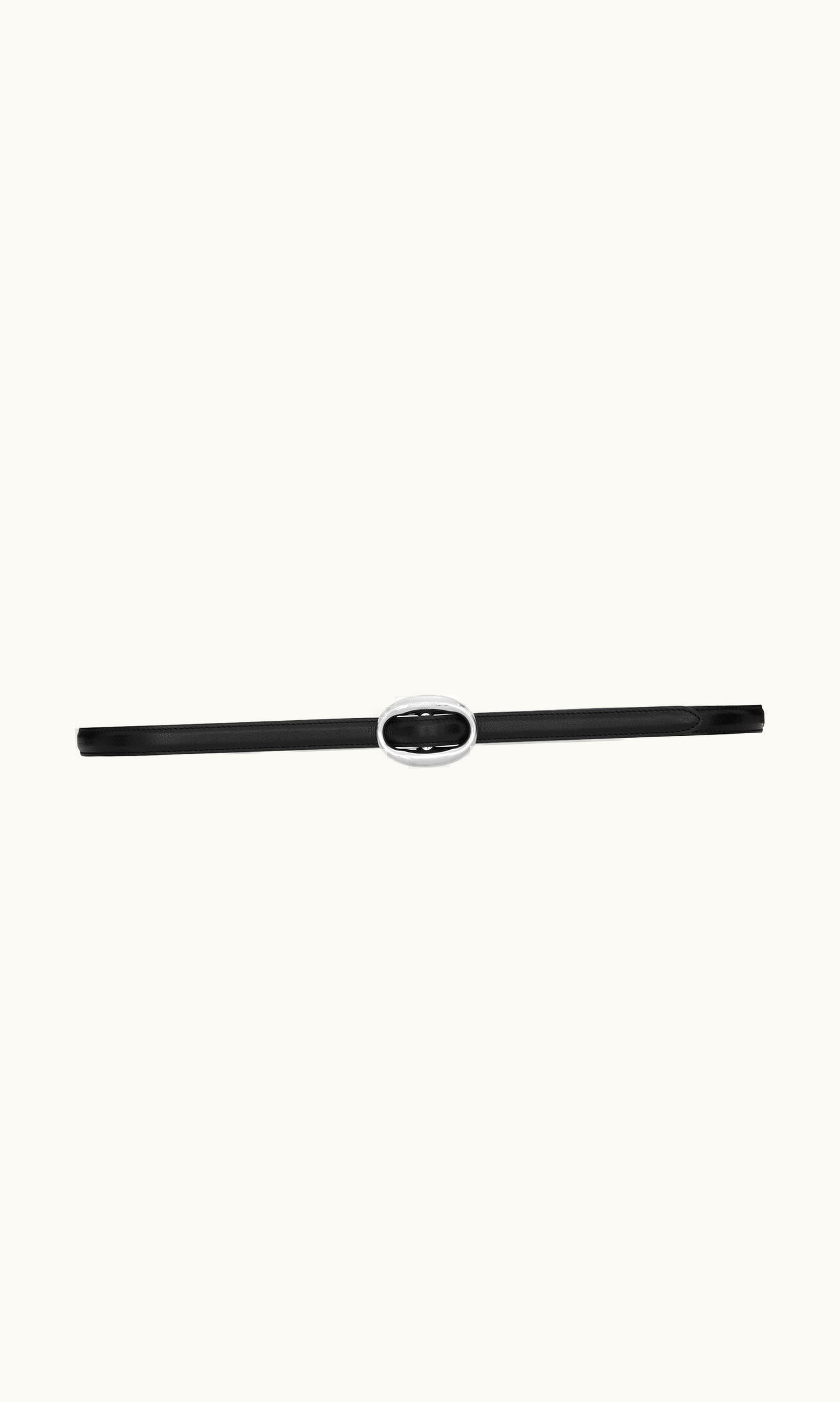 Saint Laurent Saint Laurent Oval Buckle Thin Belt In Smooth Leather Black BLACK