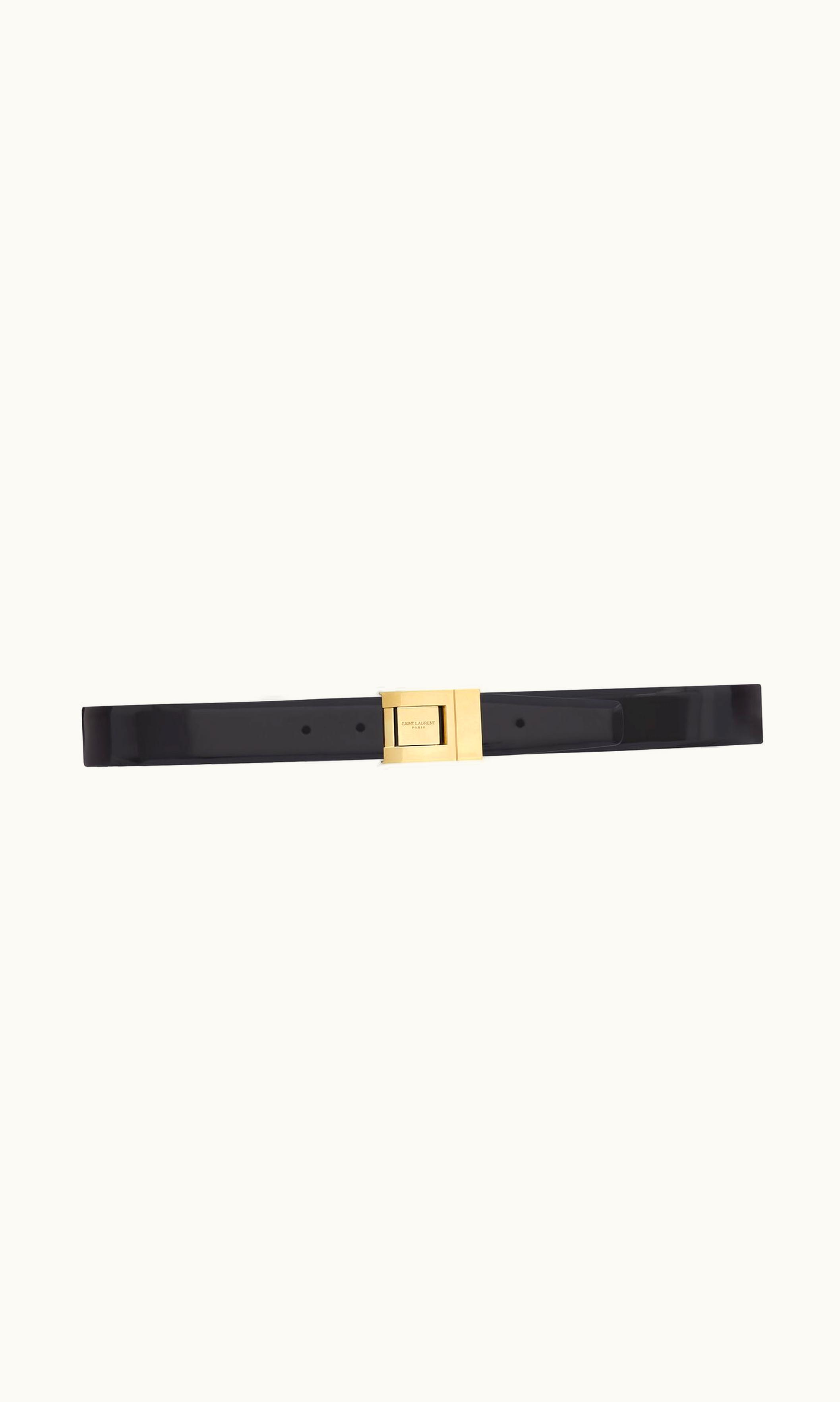 Saint Laurent Saint Laurent La 76 Buckle Belt In Brushed Leather Black