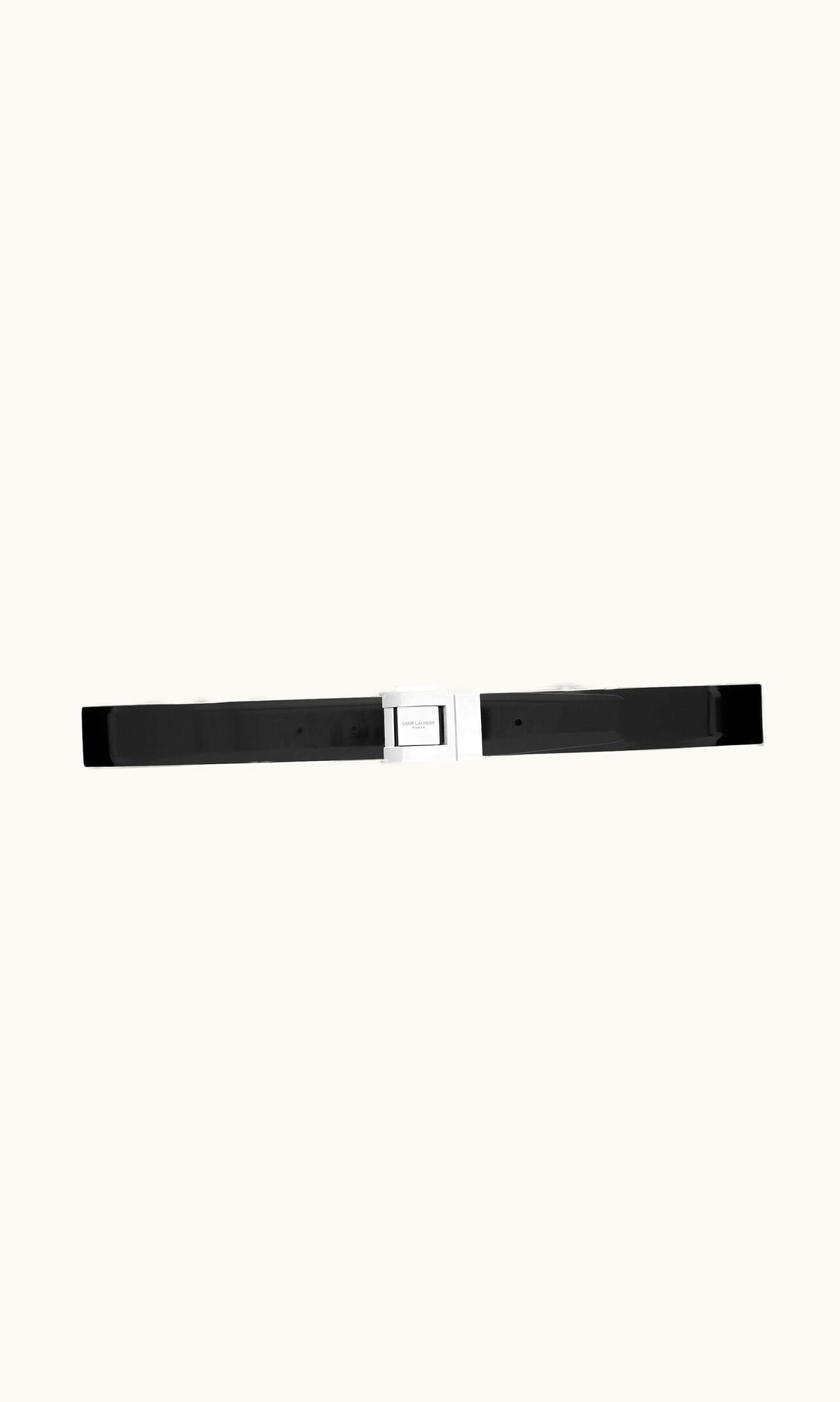 Saint Laurent Saint Laurent La 76 Buckle Belt In Brushed Leather Black BLACK