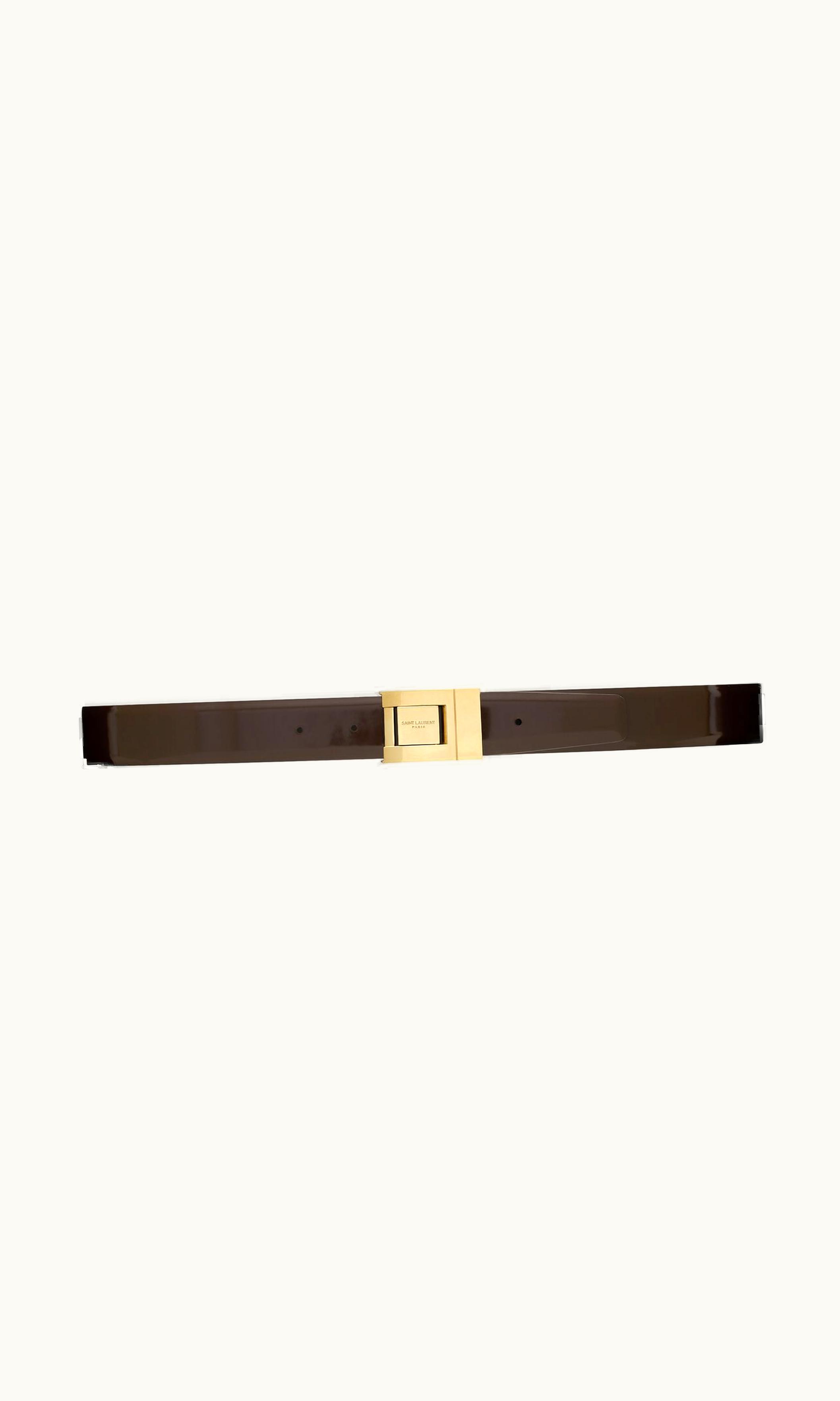 Saint Laurent Saint Laurent La 76 Buckle Belt In Brushed Leather Dark Maroon