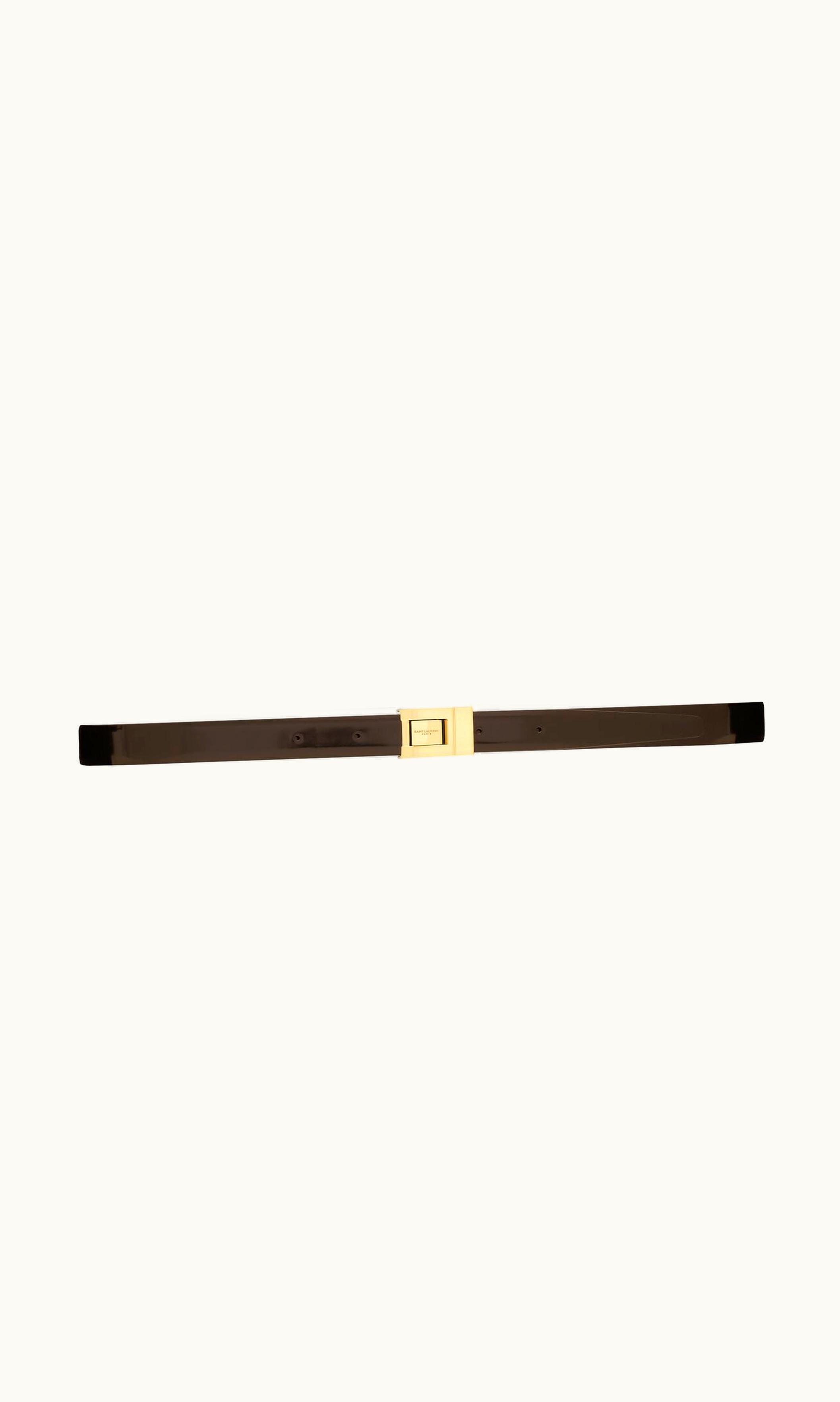 Saint Laurent Saint Laurent La 76 Buckle Thin Belt In Brushed Leather Dark Maroon