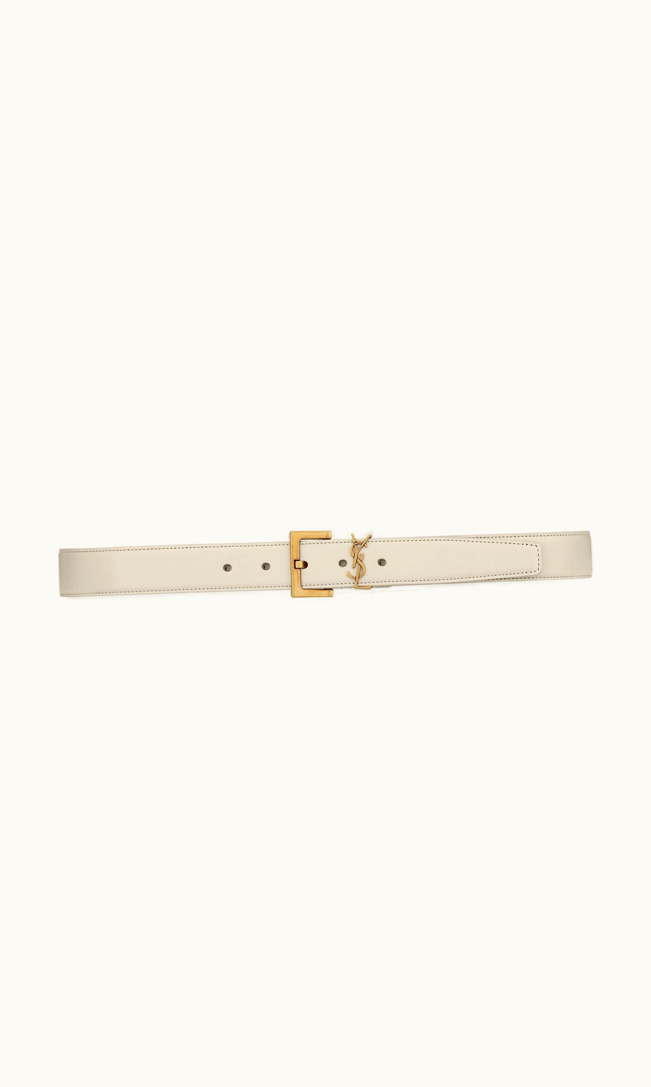 Saint Laurent Cassandre Belt With Square Buckle In Shiny Box Saint Laurent Leather Blanc Vintage