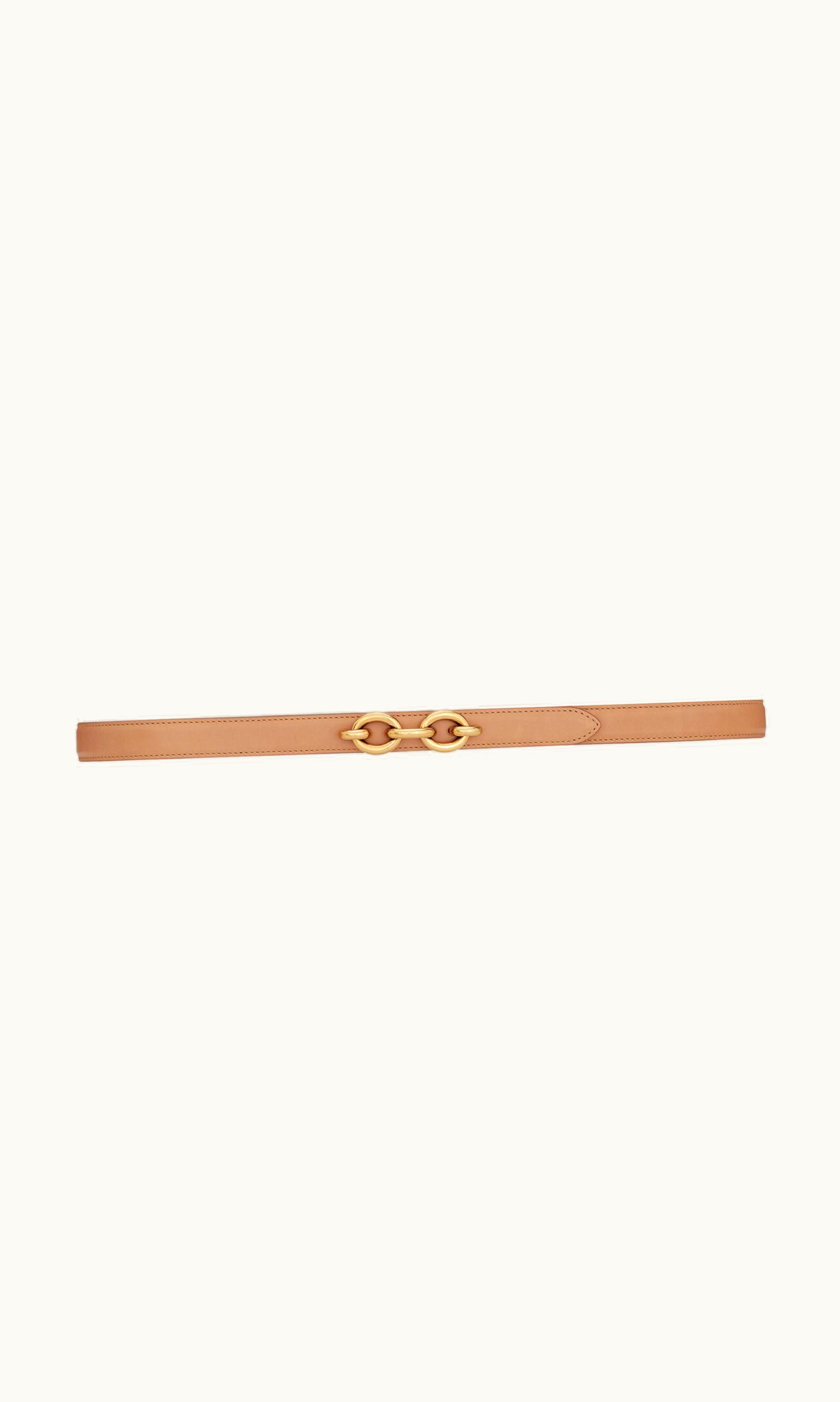 Saint Laurent Saint Laurent Maillon Thin Belt In Vegetable-Tanned Leather Brown Gold