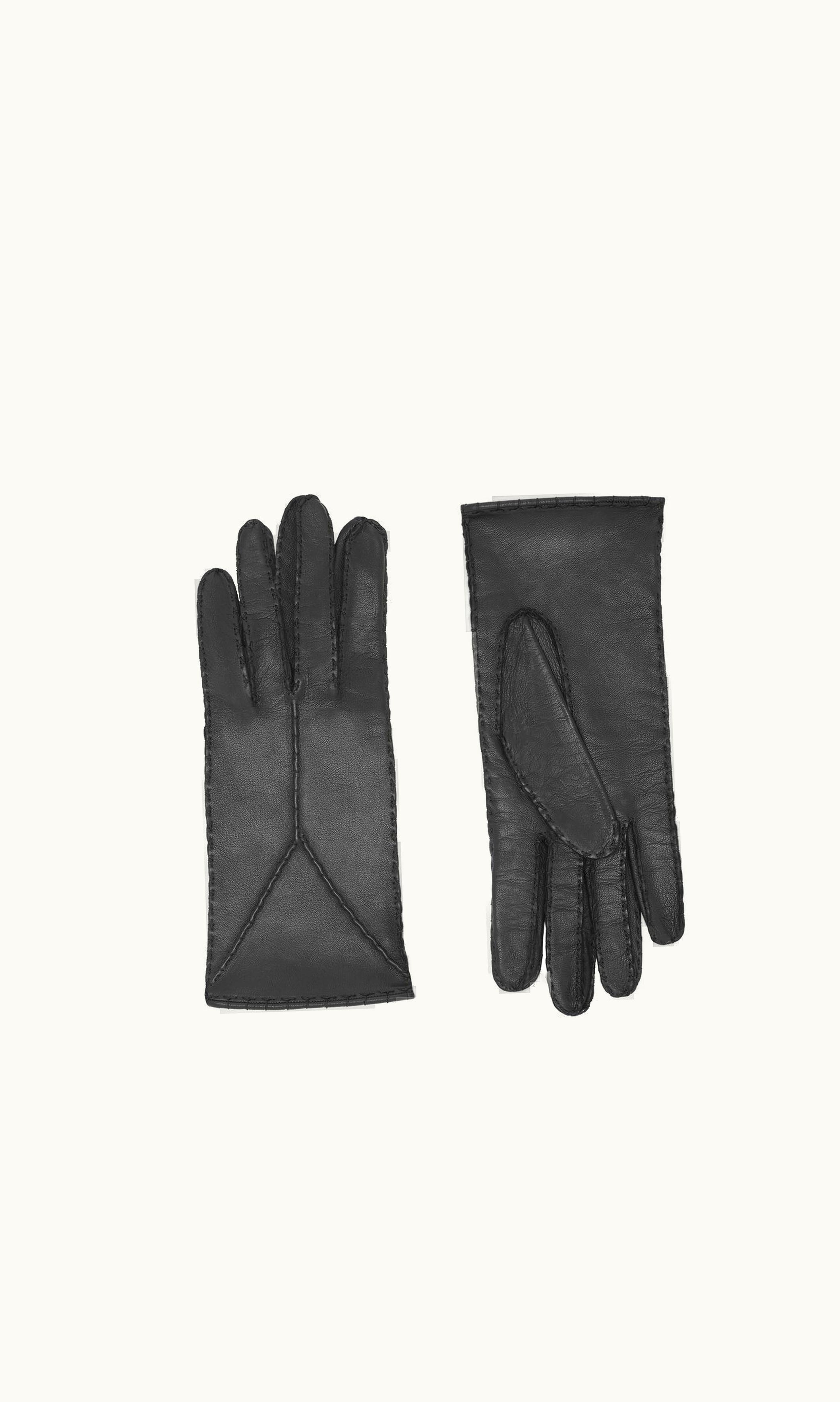 Saint Laurent Saint Laurent Short Stitched Gloves In Lambskin Black