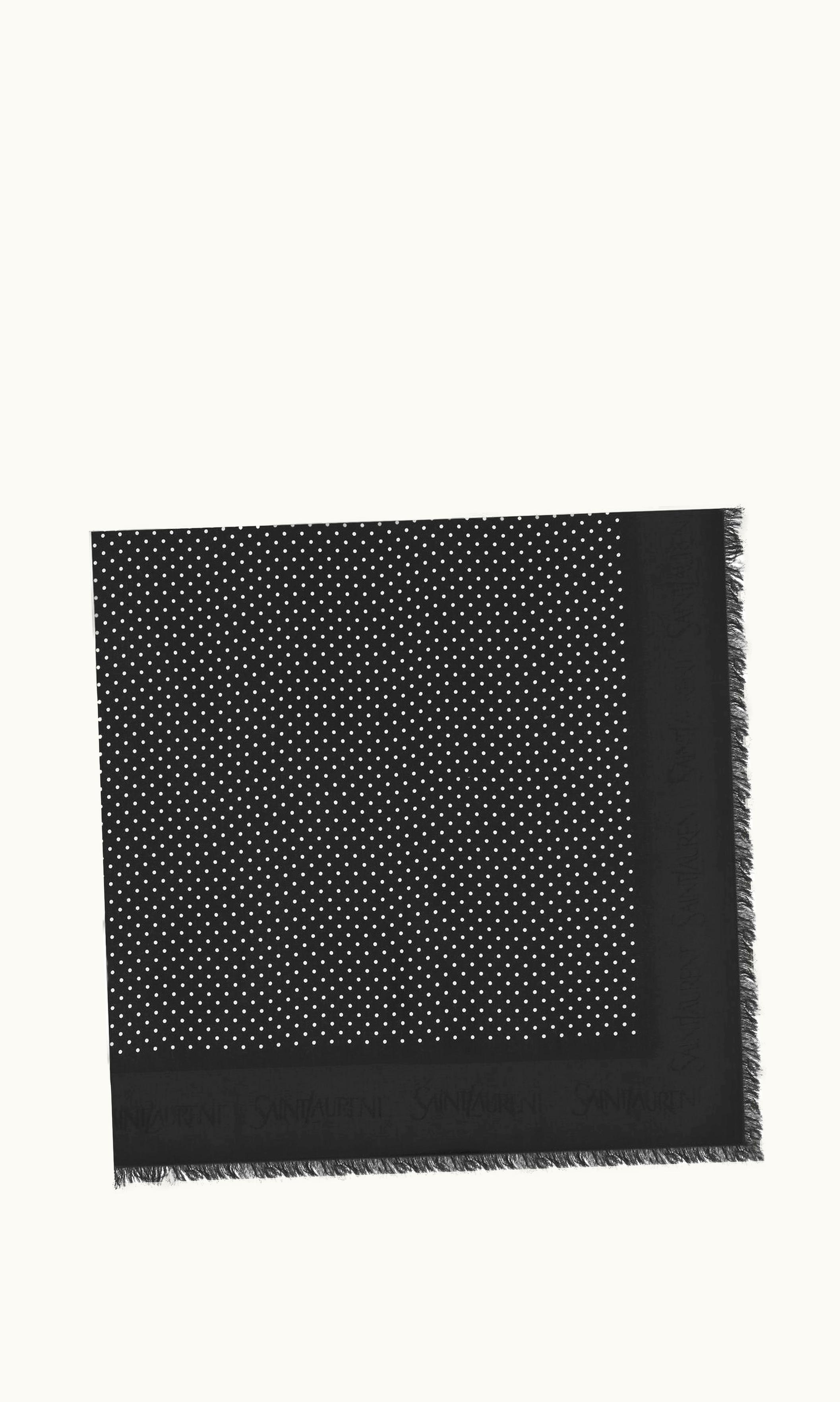 Saint Laurent Saint Laurent Large Square Scarf In Dotted Modal And Silk Black And Ivory